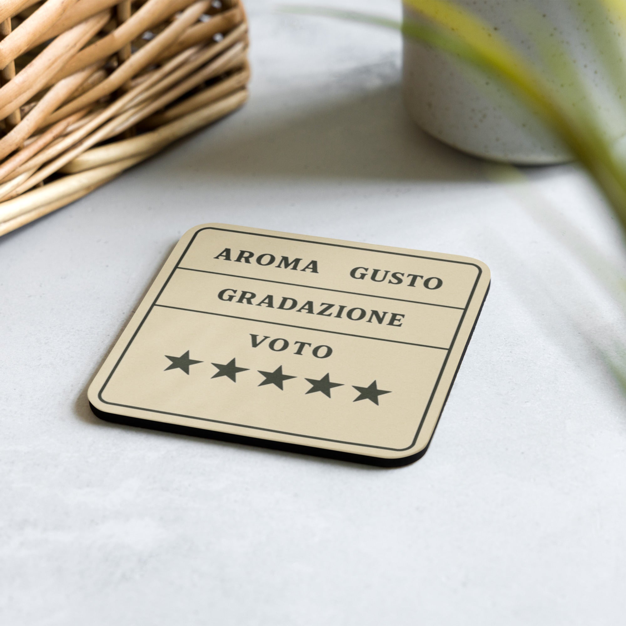 Sottobicchiere Personalizzato Antiscivolo in Sughero o Poliestere – Accessori Casa – Design Tabella Aroma Gusto Gradazione Voto-Biiply