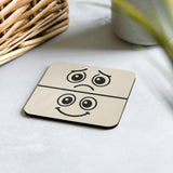 Personalized Non-Slip Cork or Polyester Coaster – Home Accessories – Happy Eyes and Sad Eyes Design