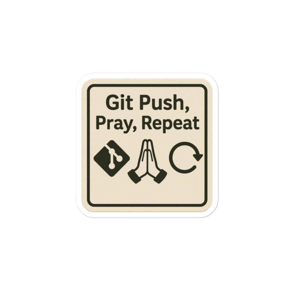 Sticker in vinile adesivo per idee regalo - Git Push Pray Repeat