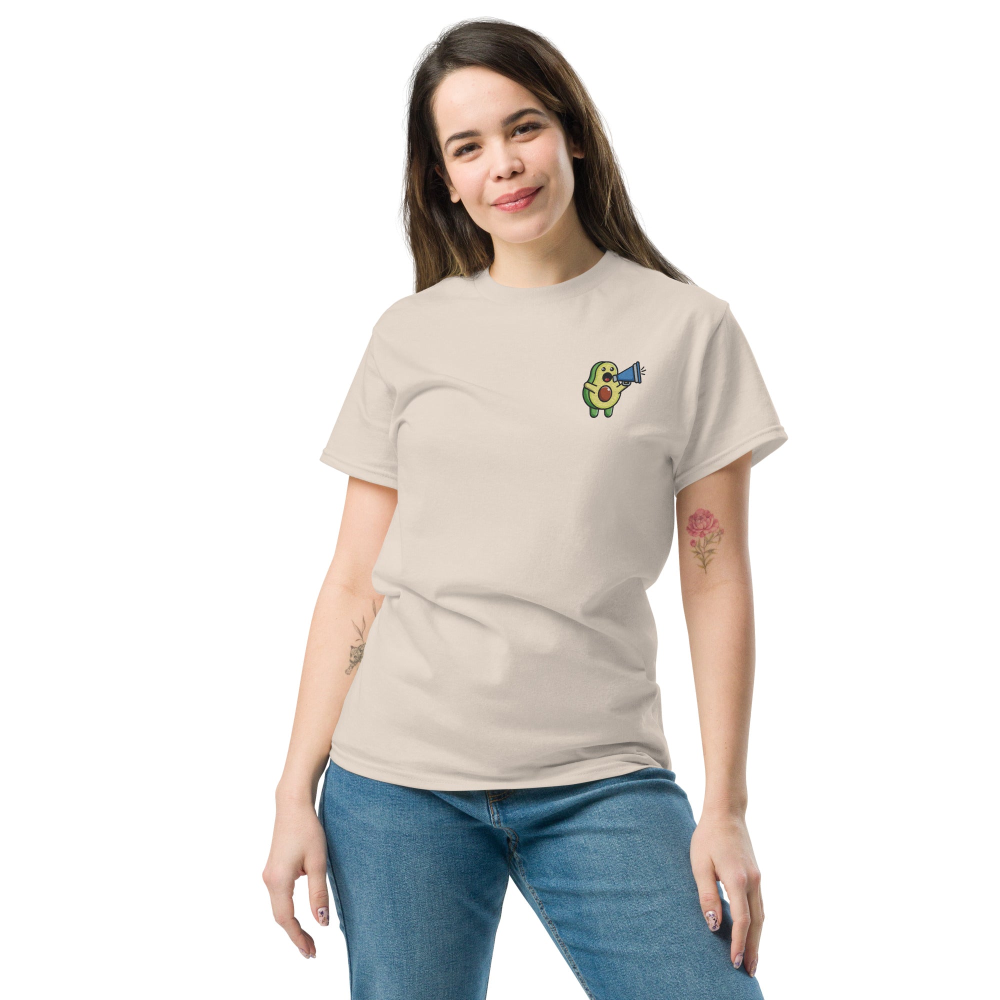 T-Shirt Unisex Ricamata 100% Cotone – Confortevole – Design Avocado-Biiply