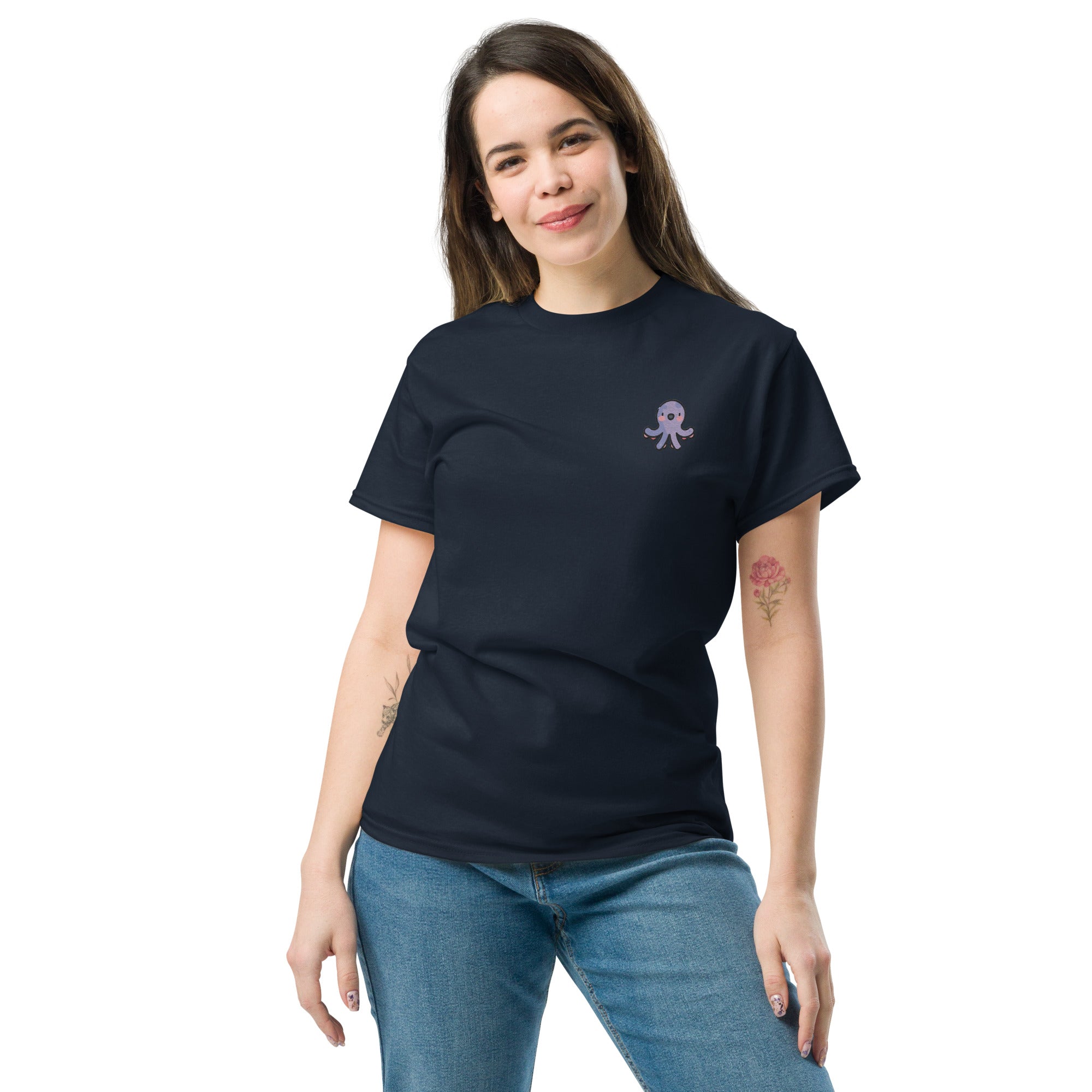 T-Shirt Unisex Ricamata 100% Cotone – Confortevole – Design Baby Polipetto-Biiply