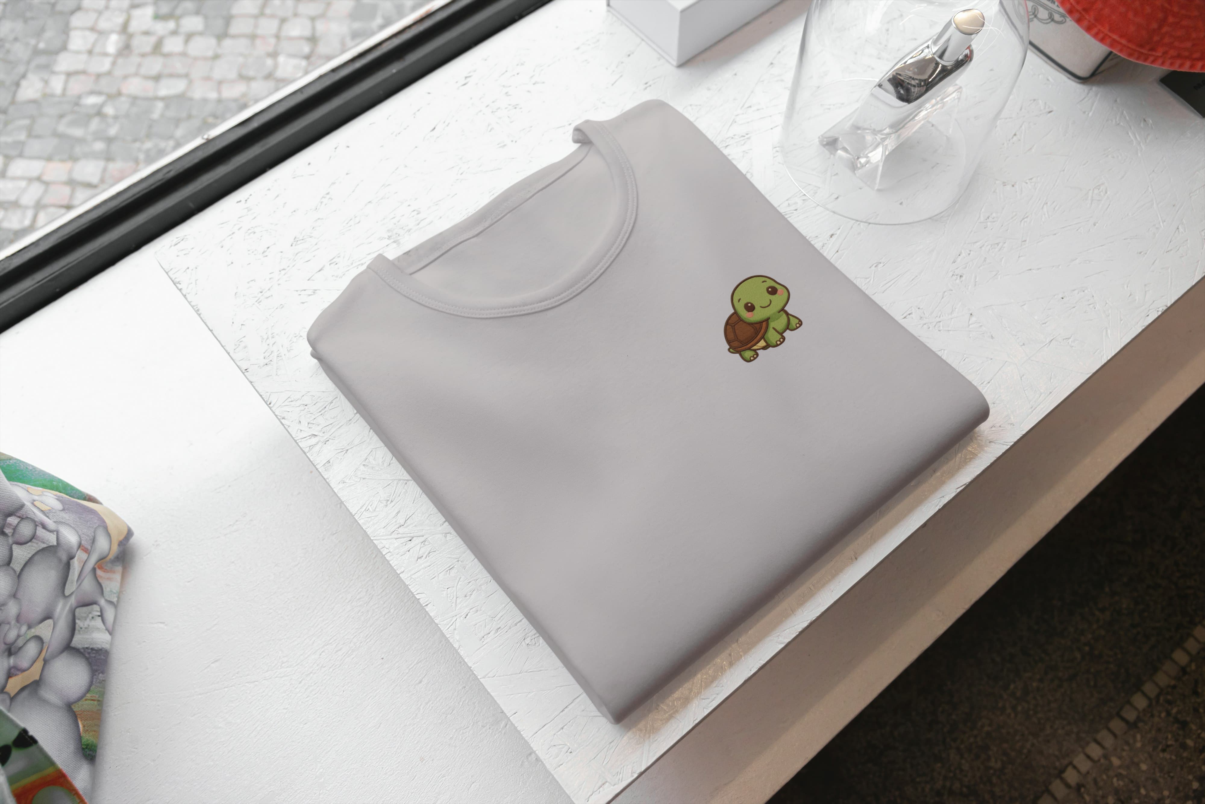 T-Shirt Unisex Ricamata 100% Cotone – Confortevole – Design Baby Testugine Cartoon-Biiply