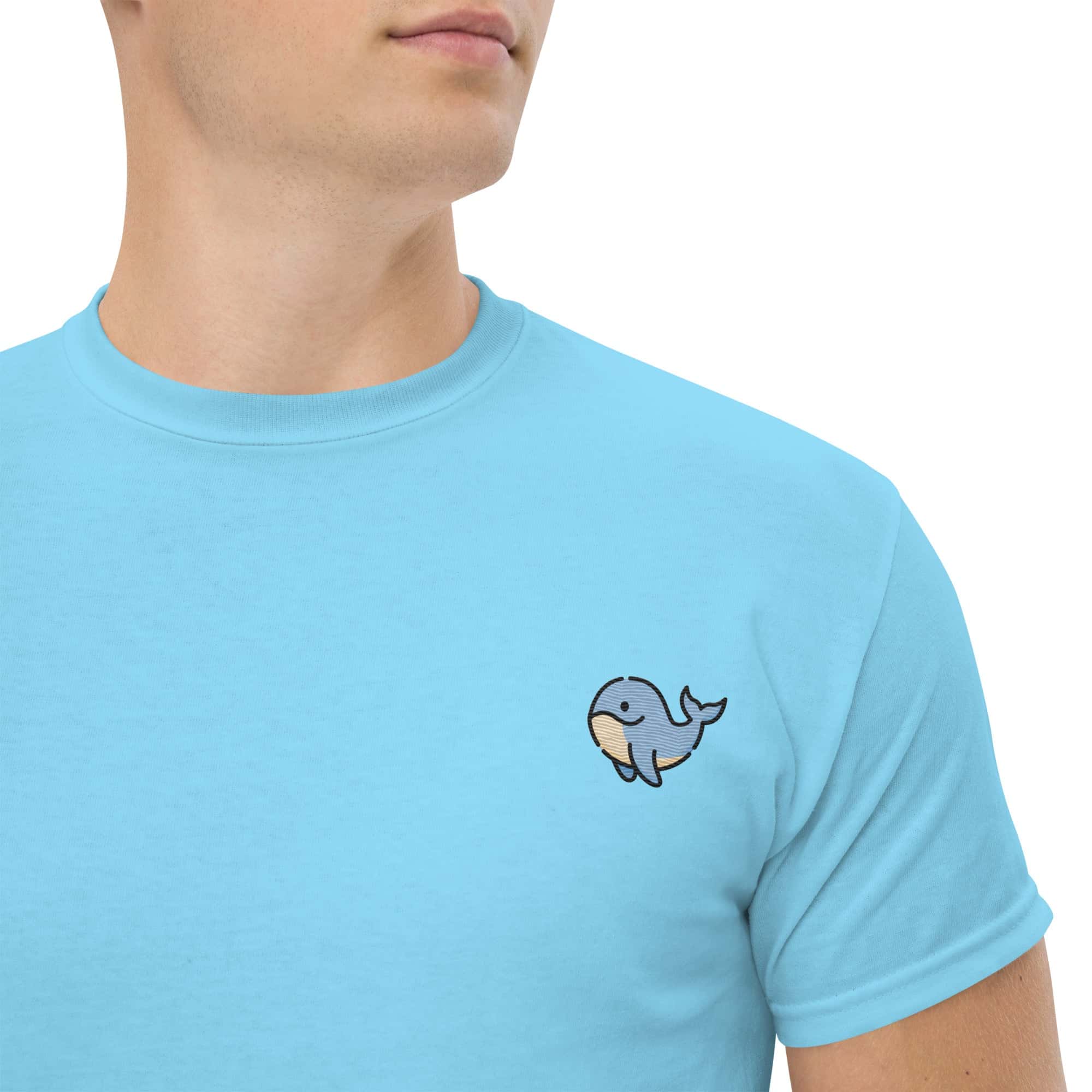 T-Shirt Unisex Ricamata 100% Cotone – Confortevole – Design Balena Piccola-Biiply