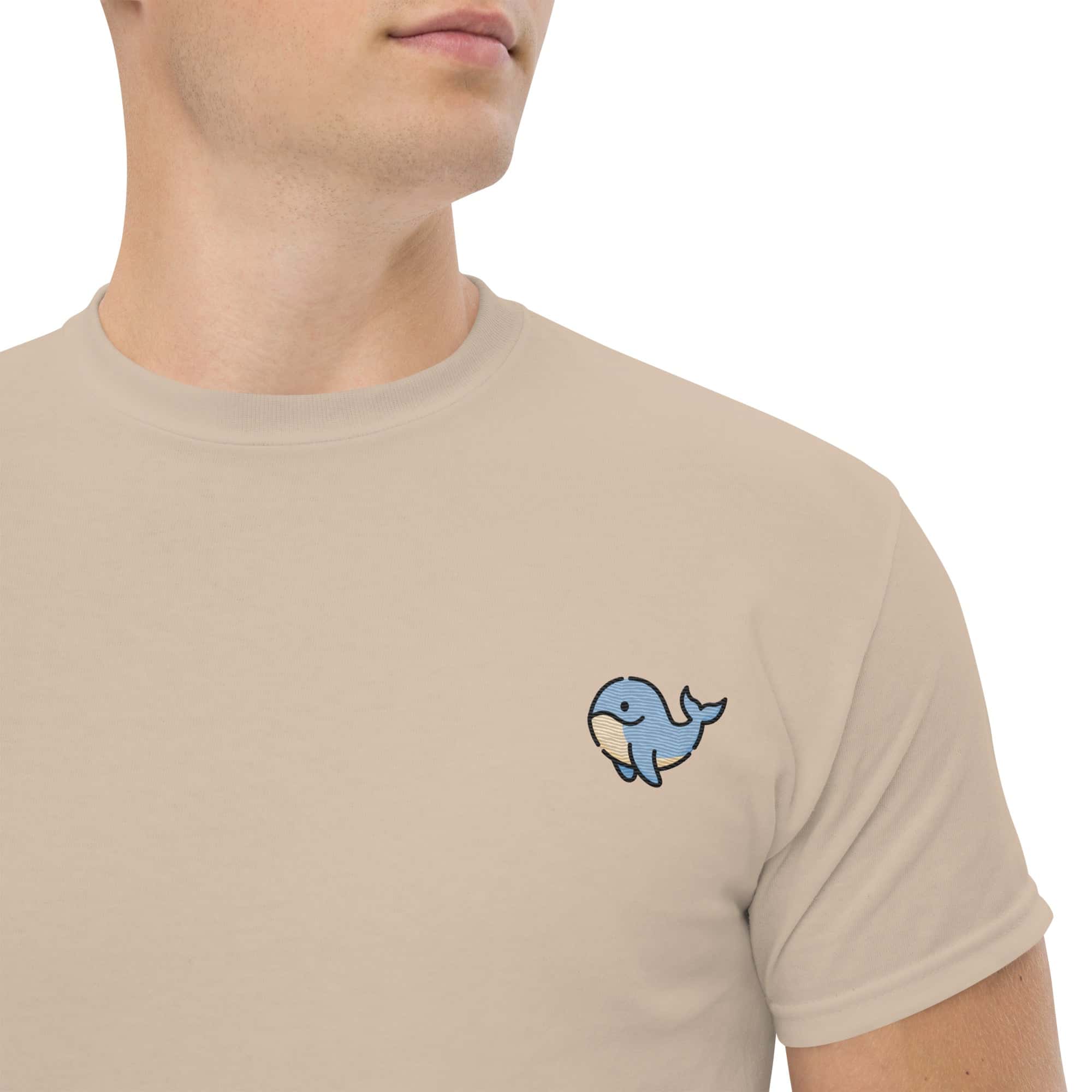 T-Shirt Unisex Ricamata 100% Cotone – Confortevole – Design Balena Piccola-Biiply