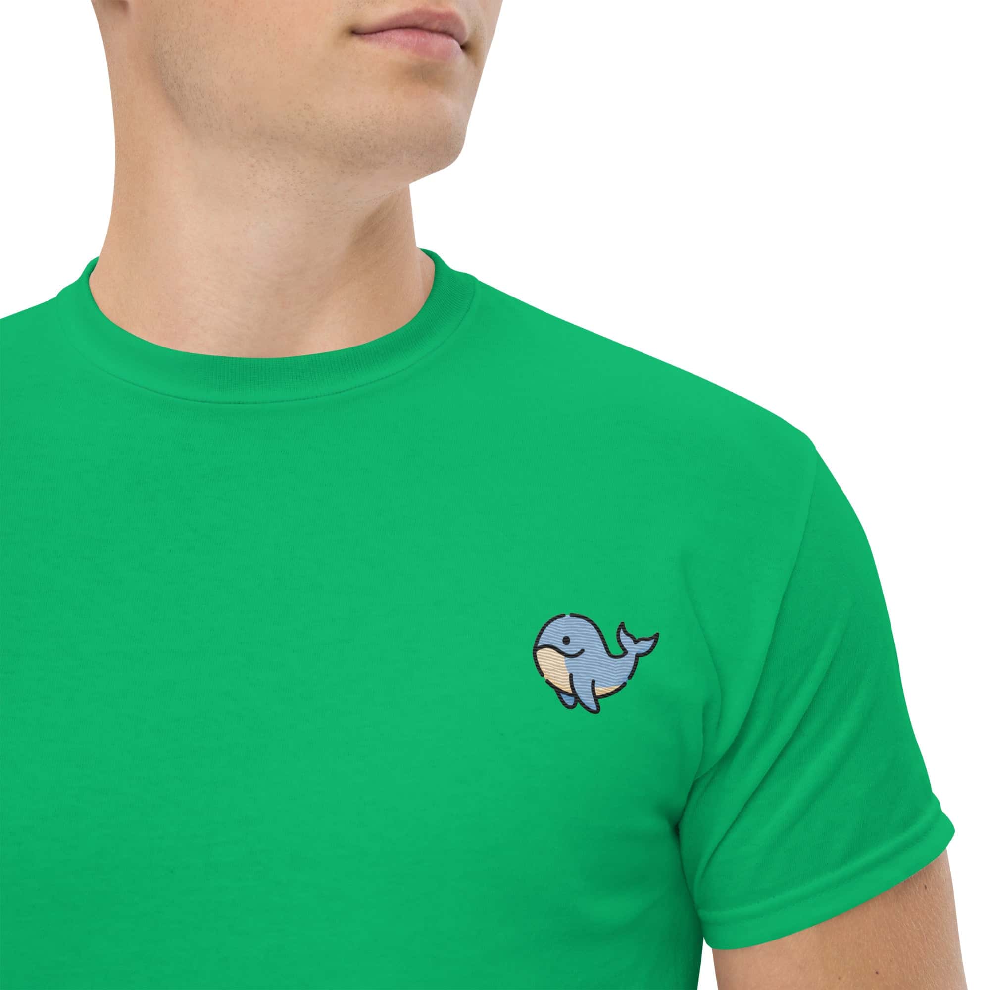 T-Shirt Unisex Ricamata 100% Cotone – Confortevole – Design Balena Piccola-Biiply