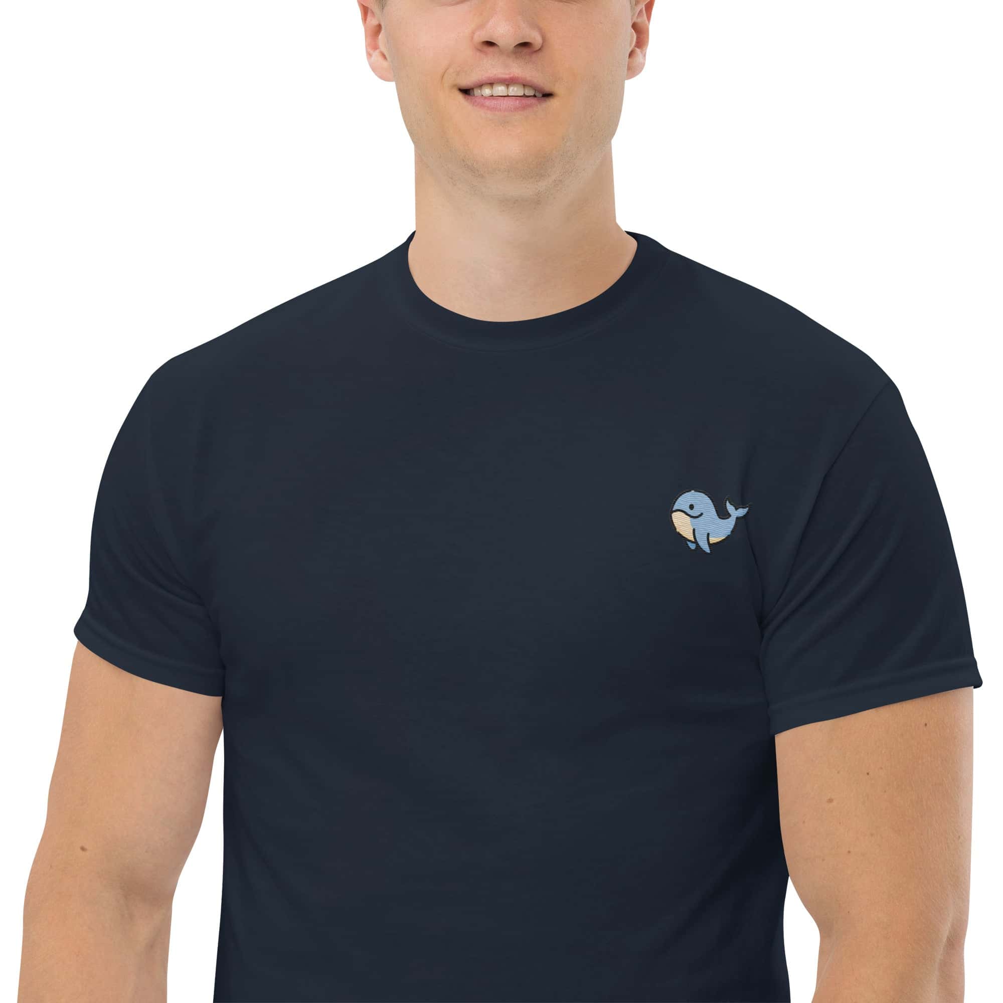 T-Shirt Unisex Ricamata 100% Cotone – Confortevole – Design Balena Piccola-Biiply
