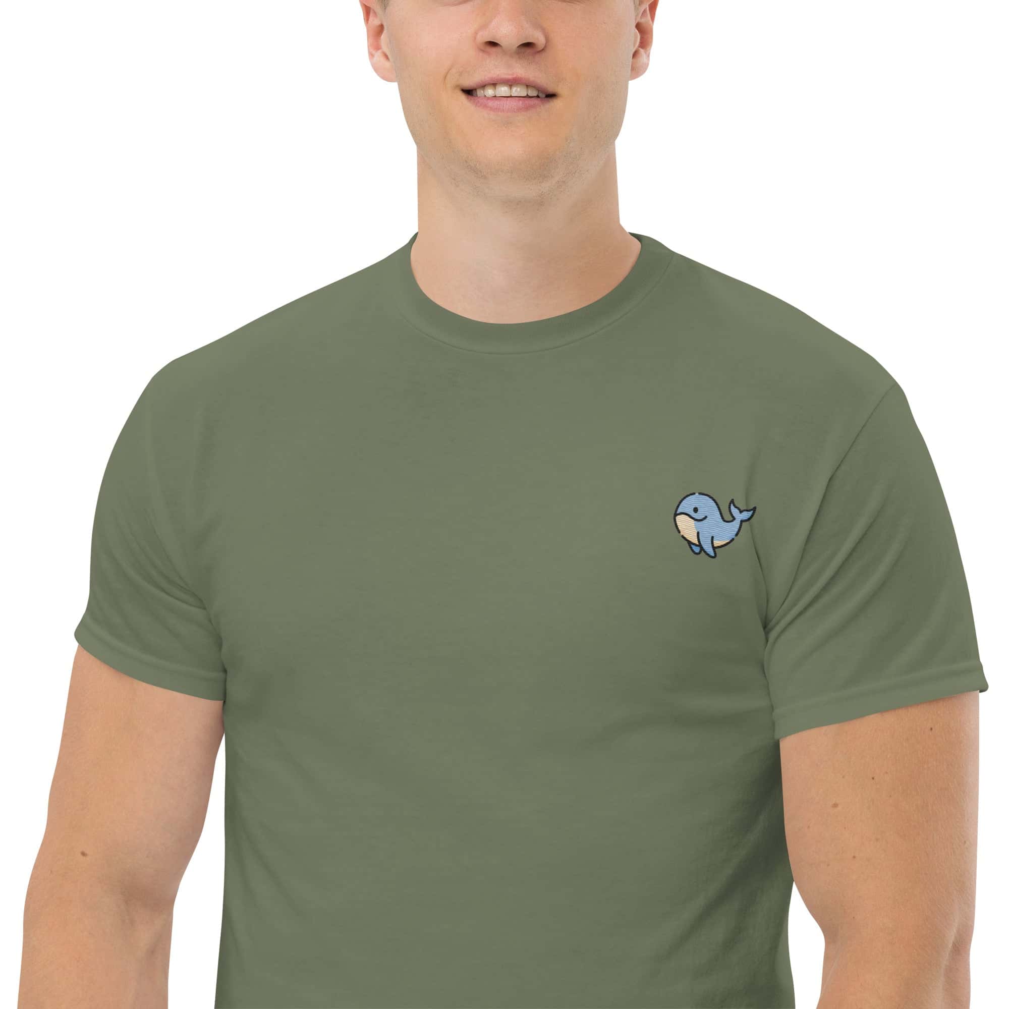 T-Shirt Unisex Ricamata 100% Cotone – Confortevole – Design Balena Piccola-Biiply