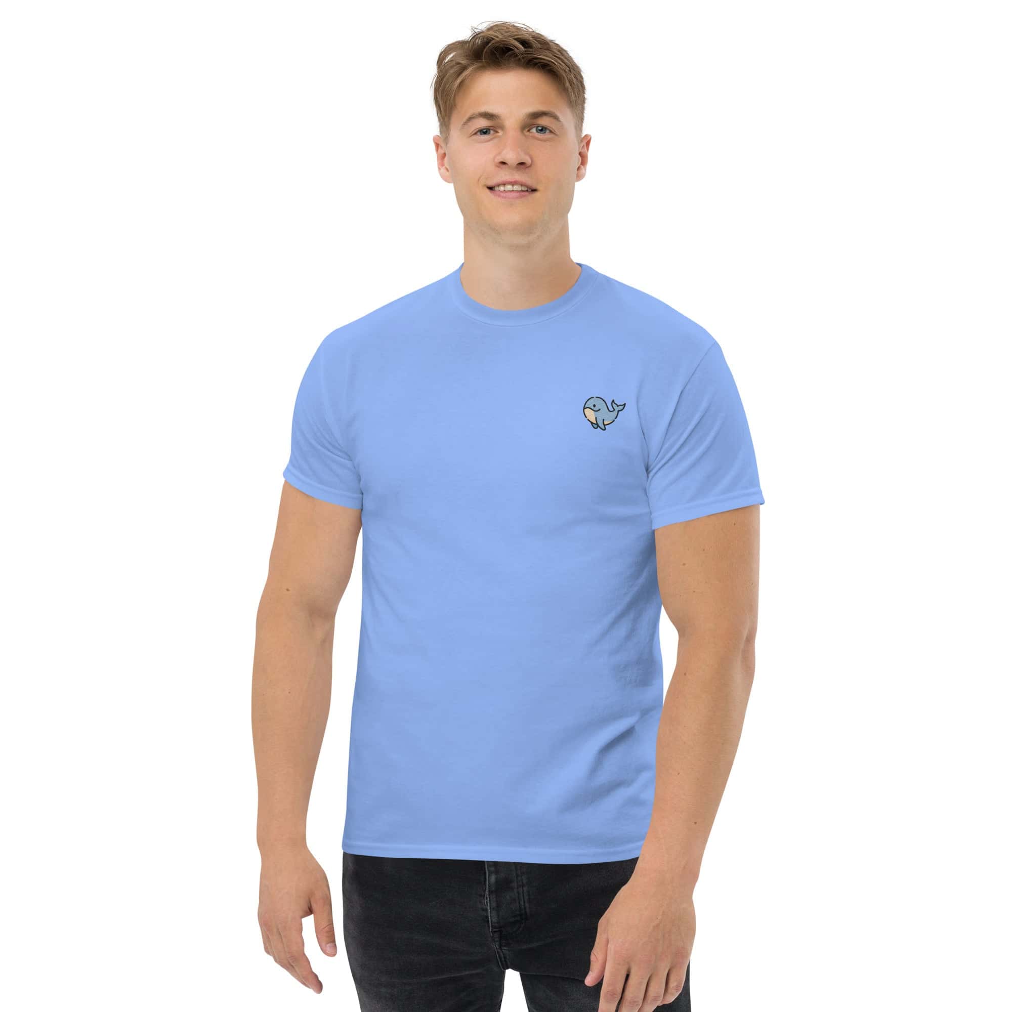 T-Shirt Unisex Ricamata 100% Cotone – Confortevole – Design Balena Piccola-Biiply