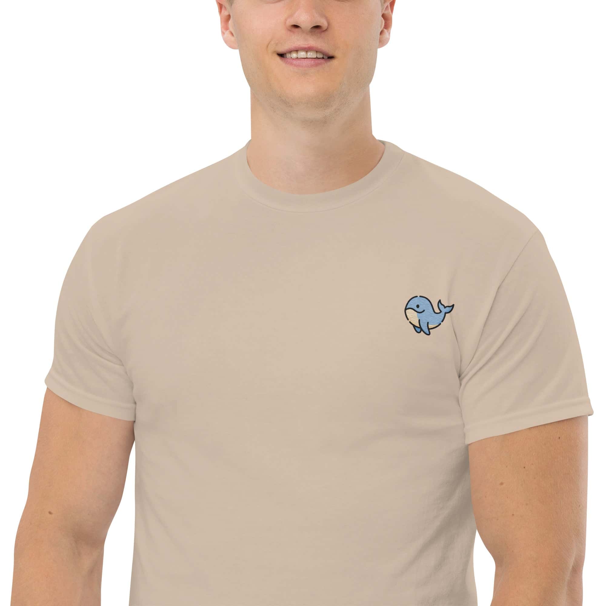 T-Shirt Unisex Ricamata 100% Cotone – Confortevole – Design Balena Piccola-Biiply