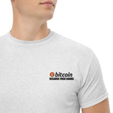 T-Shirt Unisex Ricamata 100% Cotone – Confortevole – Design Bitcoin Because Fuck Bank