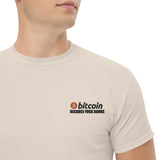 T-Shirt Unisex Ricamata 100% Cotone – Confortevole – Design Bitcoin Because Fuck Bank