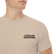 T-Shirt Unisex Ricamata 100% Cotone – Confortevole – Design Bitcoin Because Fuck Bank-Biiply
