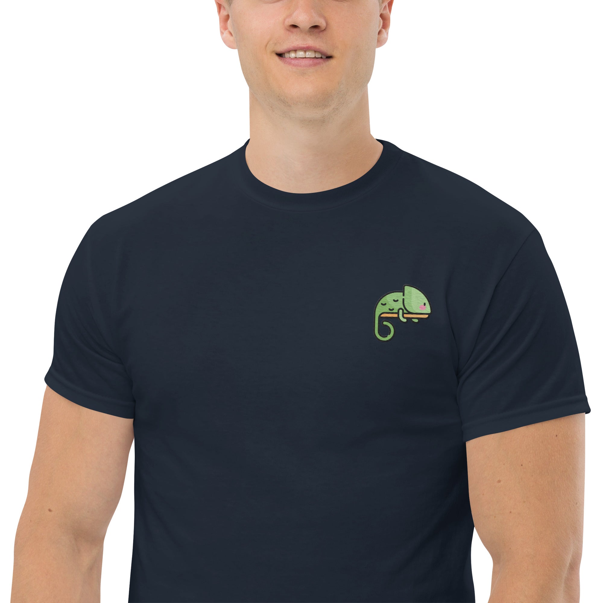 T-Shirt Unisex Ricamata 100% Cotone – Confortevole – Design Camaleonte-Biiply