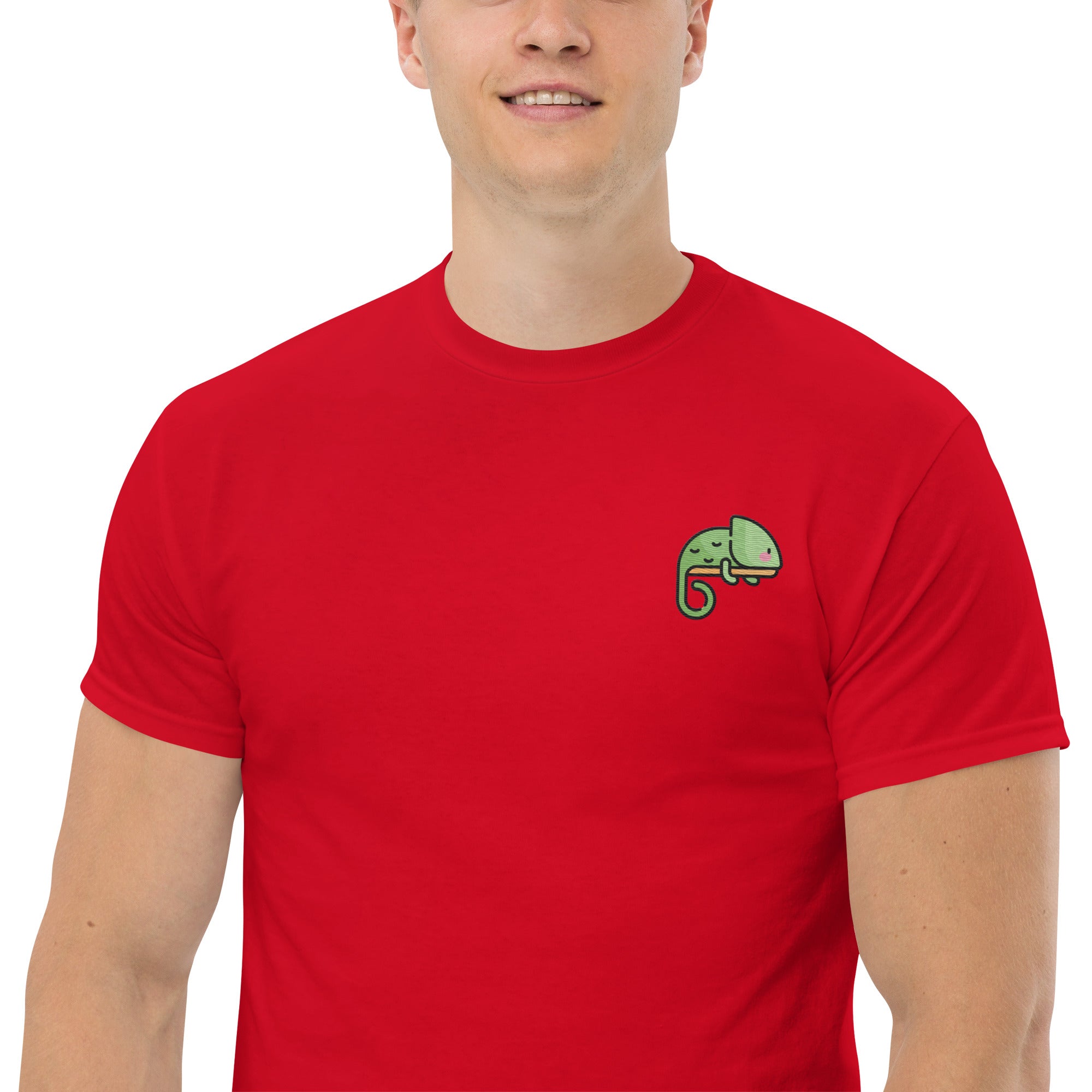 T-Shirt Unisex Ricamata 100% Cotone – Confortevole – Design Camaleonte-Biiply