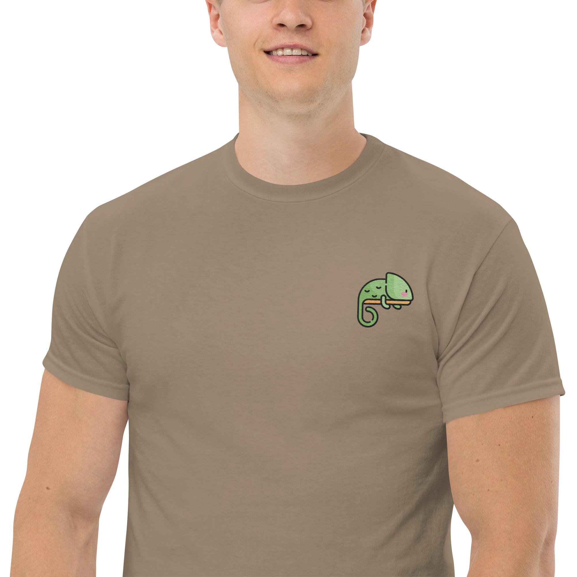 T-Shirt Unisex Ricamata 100% Cotone – Confortevole – Design Camaleonte-Biiply