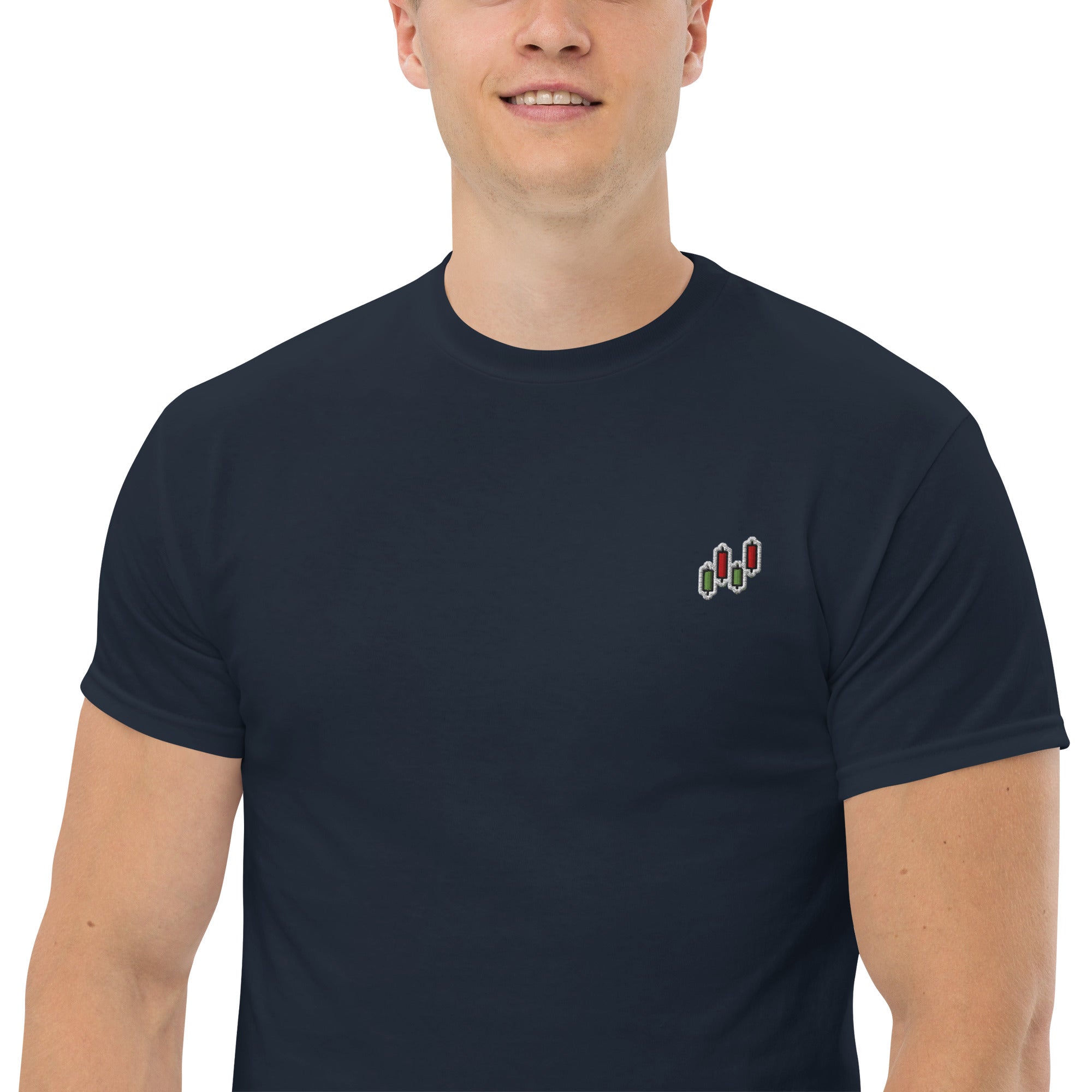 T-Shirt Unisex Ricamata 100% Cotone – Confortevole – Design Candlestick Pattern-Biiply