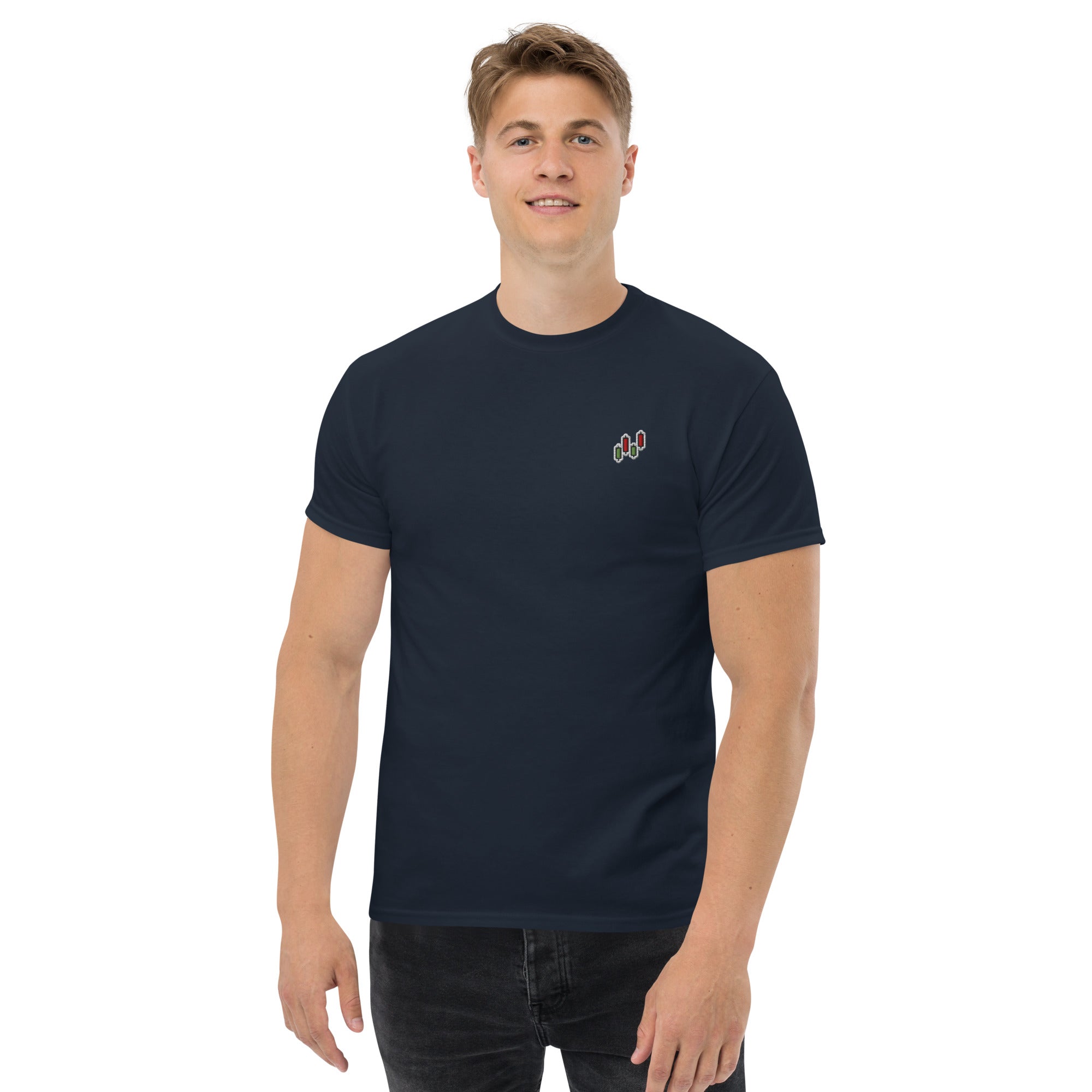 T-Shirt Unisex Ricamata 100% Cotone – Confortevole – Design Candlestick Pattern-Biiply