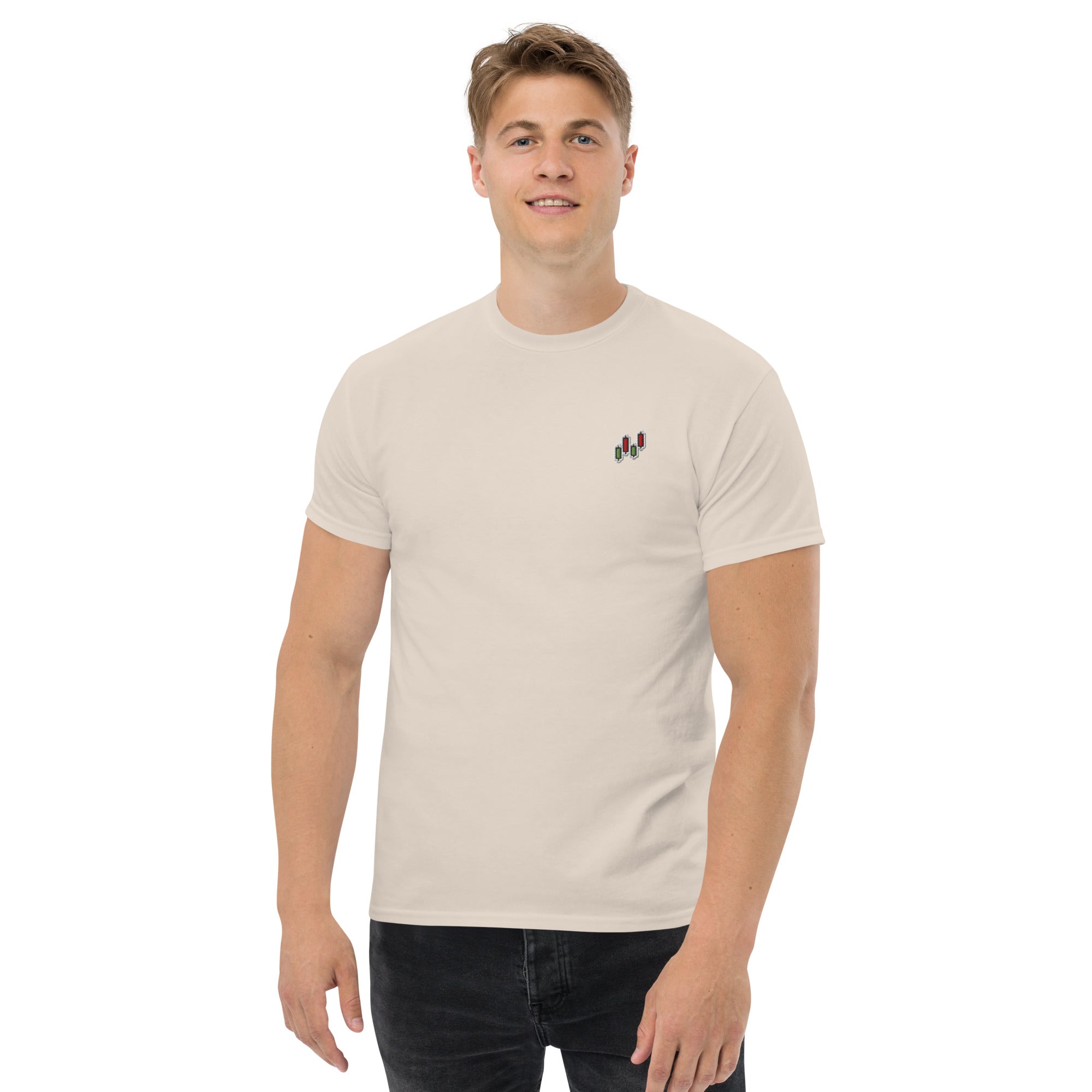 T-Shirt Unisex Ricamata 100% Cotone – Confortevole – Design Candlestick Pattern-Biiply