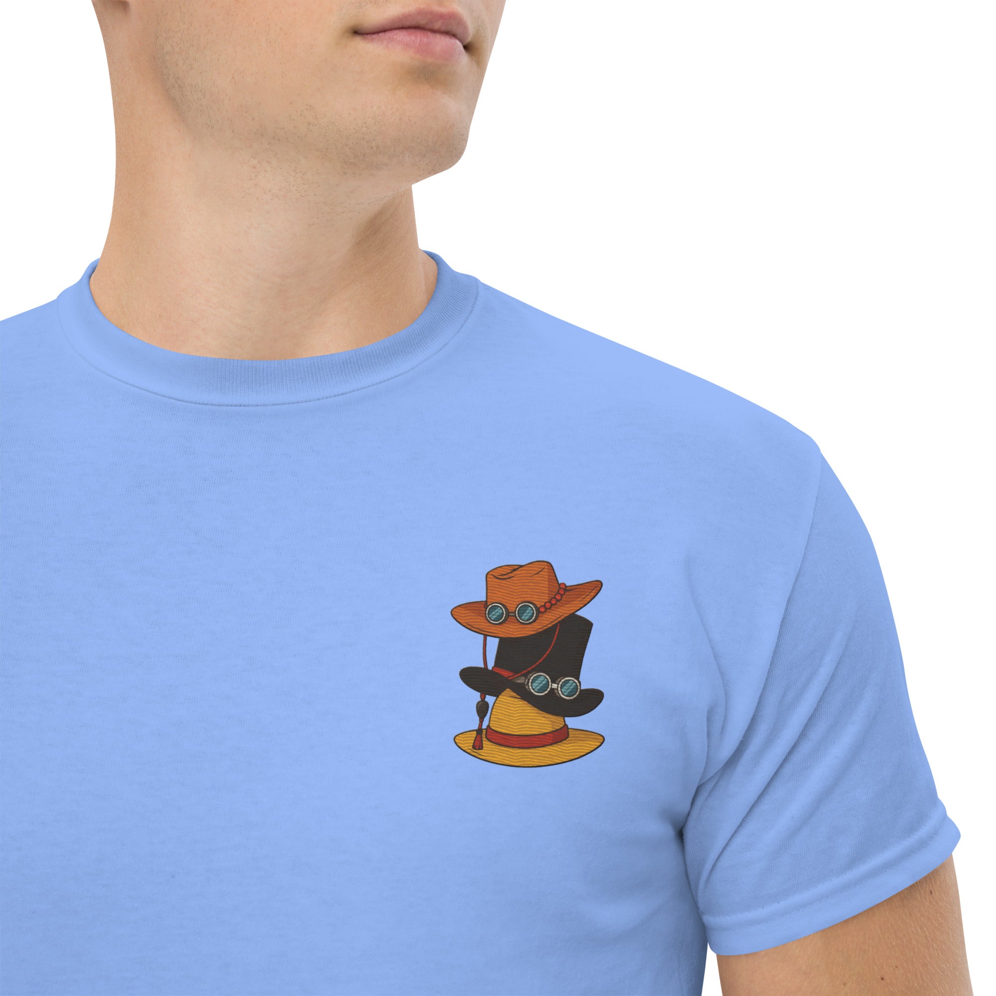 T-Shirt Unisex Ricamata 100% Cotone – Confortevole – Design Cappelli dei Pirati-Biiply
