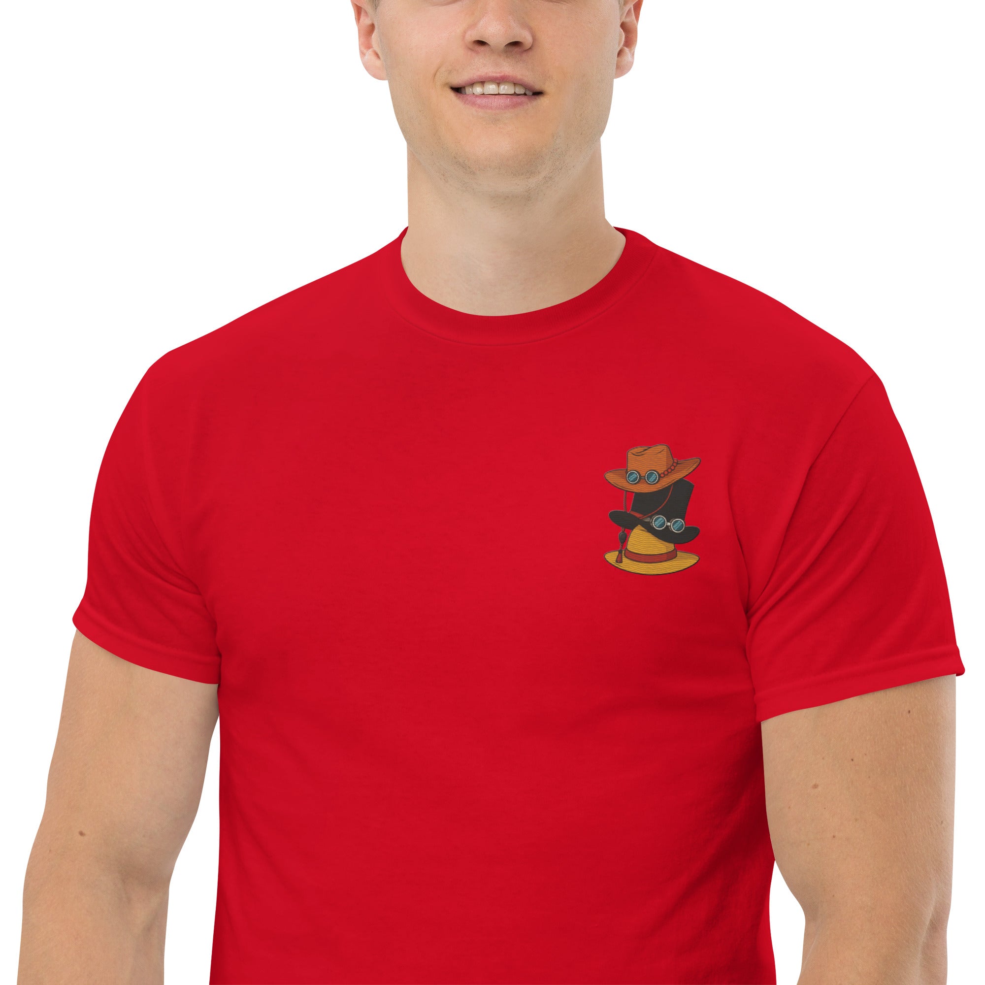 T-Shirt Unisex Ricamata 100% Cotone – Confortevole – Design Cappelli dei Pirati-Biiply
