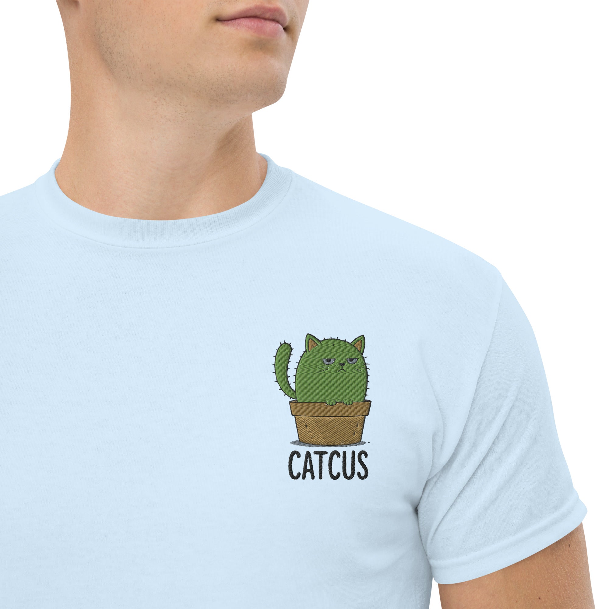 T-Shirt Unisex Ricamata 100% Cotone – Confortevole – Design Catcus-Biiply