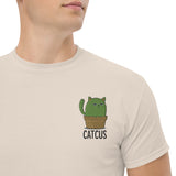 T-Shirt Unisex Ricamata 100% Cotone – Confortevole – Design Catcus