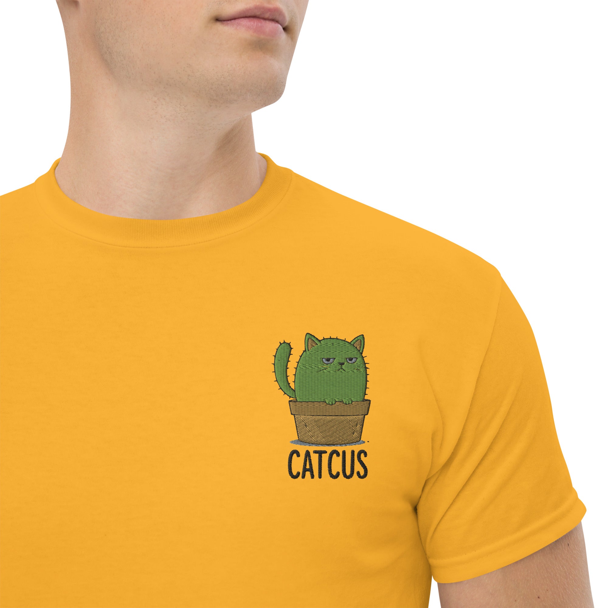 T-Shirt Unisex Ricamata 100% Cotone – Confortevole – Design Catcus-Biiply