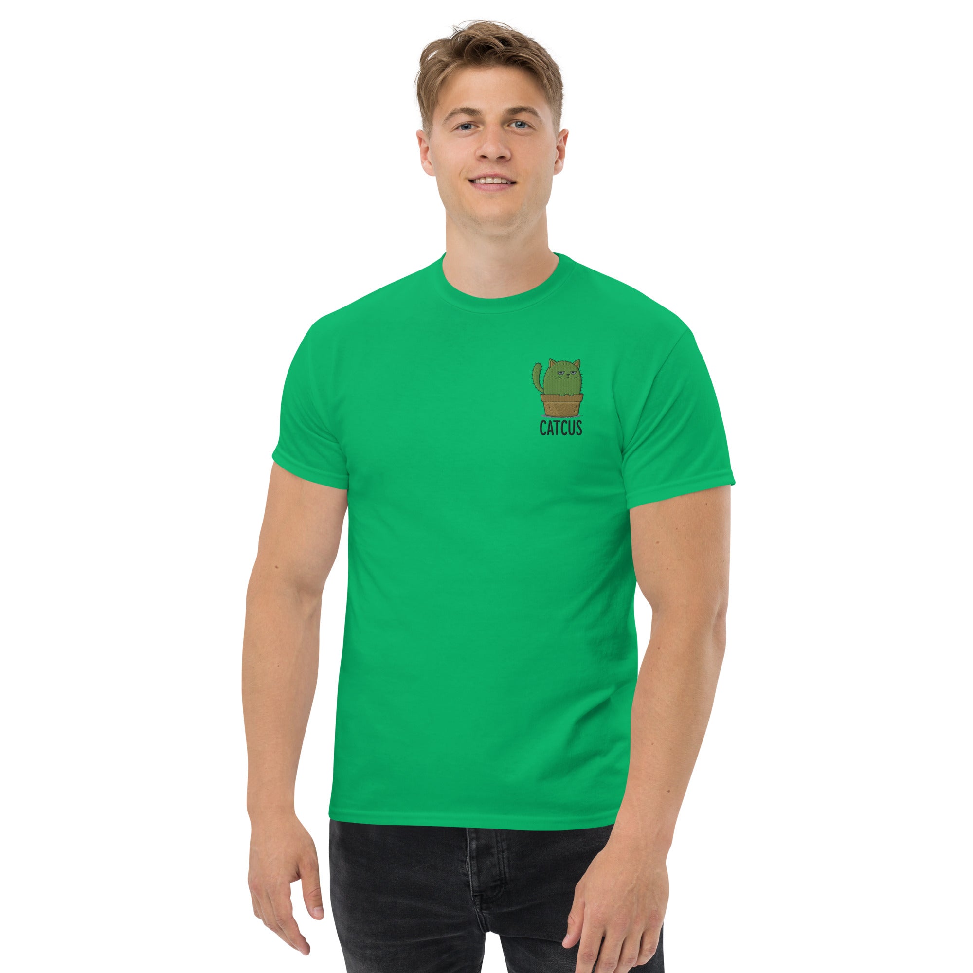 T-Shirt Unisex Ricamata 100% Cotone – Confortevole – Design Catcus-Biiply