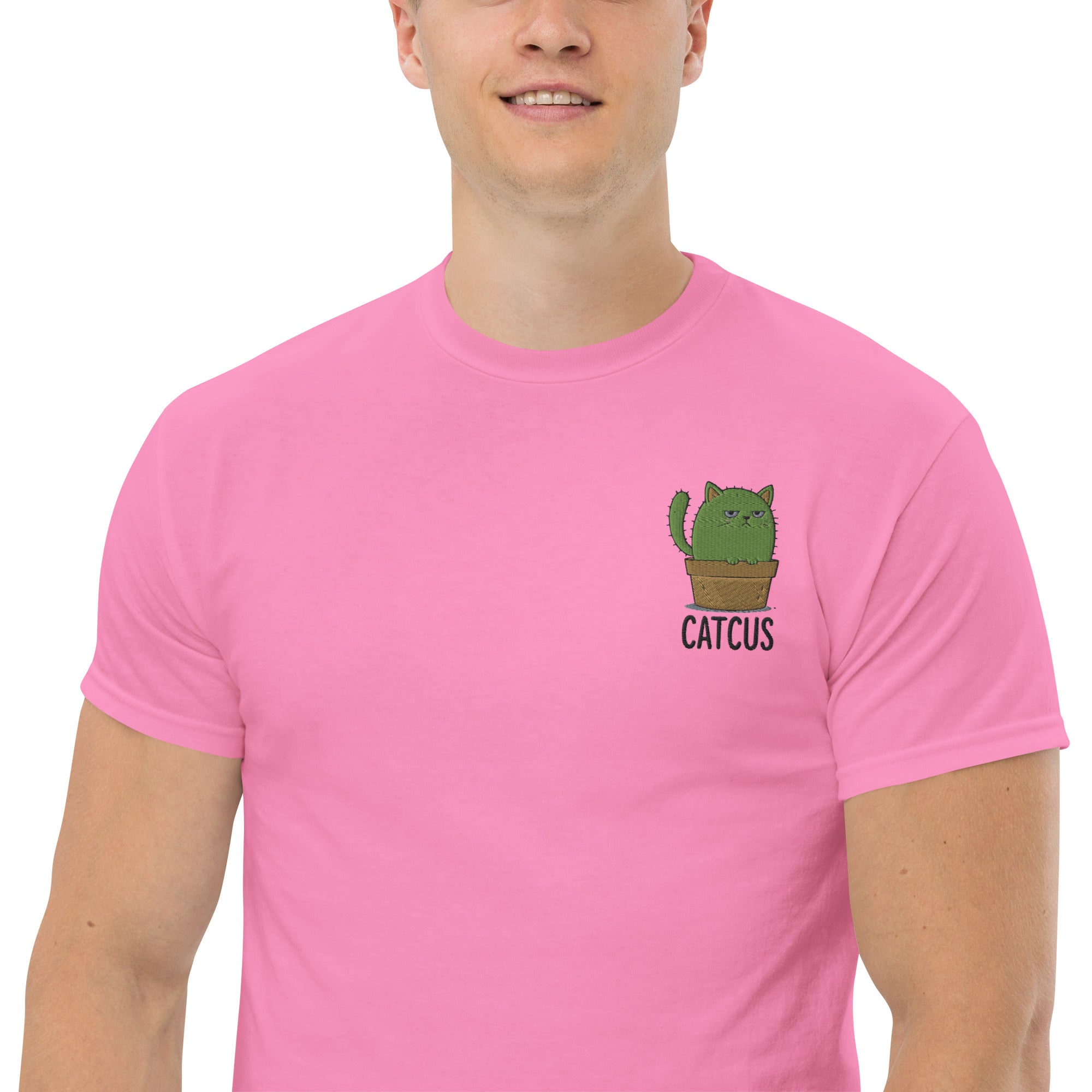 T-Shirt Unisex Ricamata 100% Cotone – Confortevole – Design Catcus-Biiply