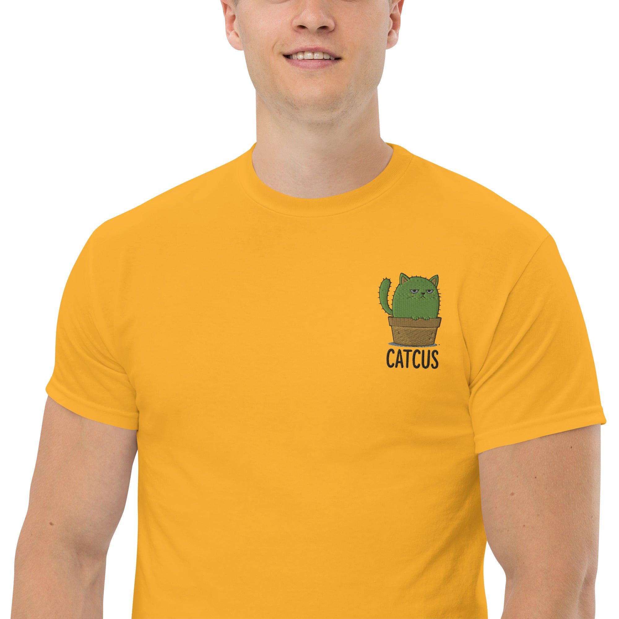 T-Shirt Unisex Ricamata 100% Cotone – Confortevole – Design Catcus-Biiply