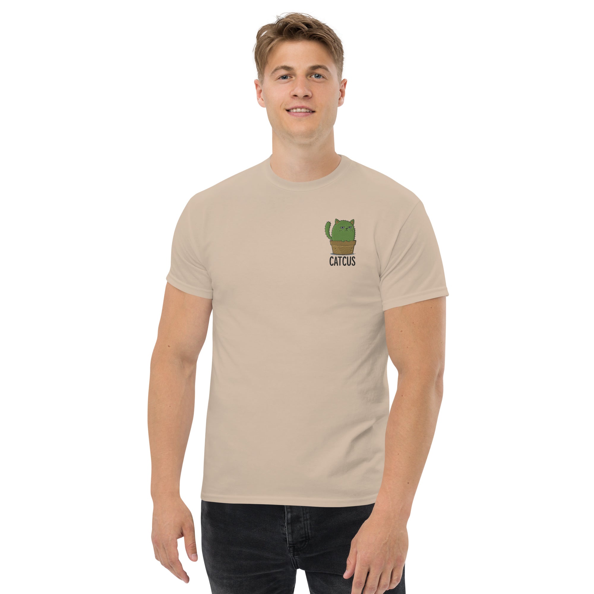 T-Shirt Unisex Ricamata 100% Cotone – Confortevole – Design Catcus-Biiply