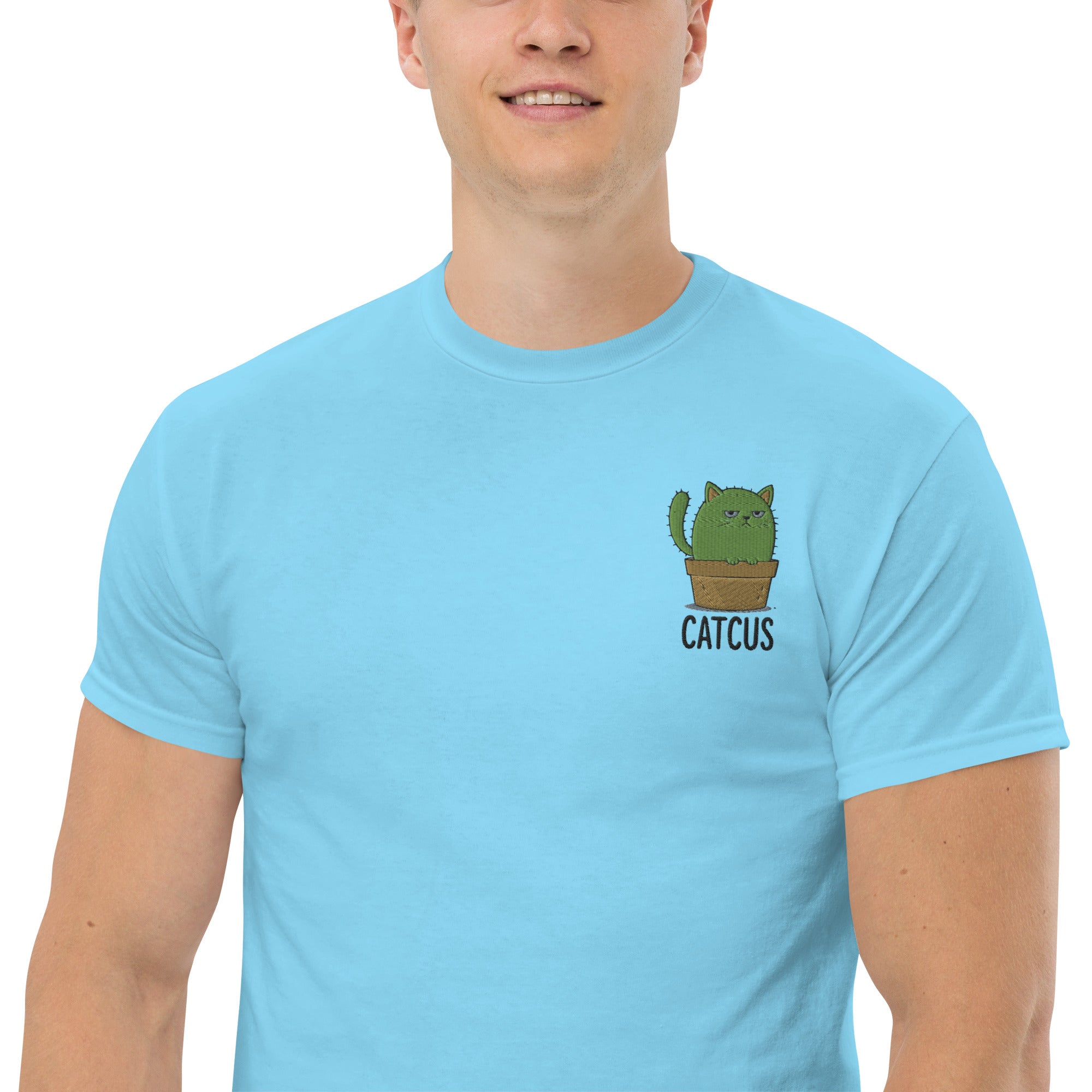 T-Shirt Unisex Ricamata 100% Cotone – Confortevole – Design Catcus-Biiply