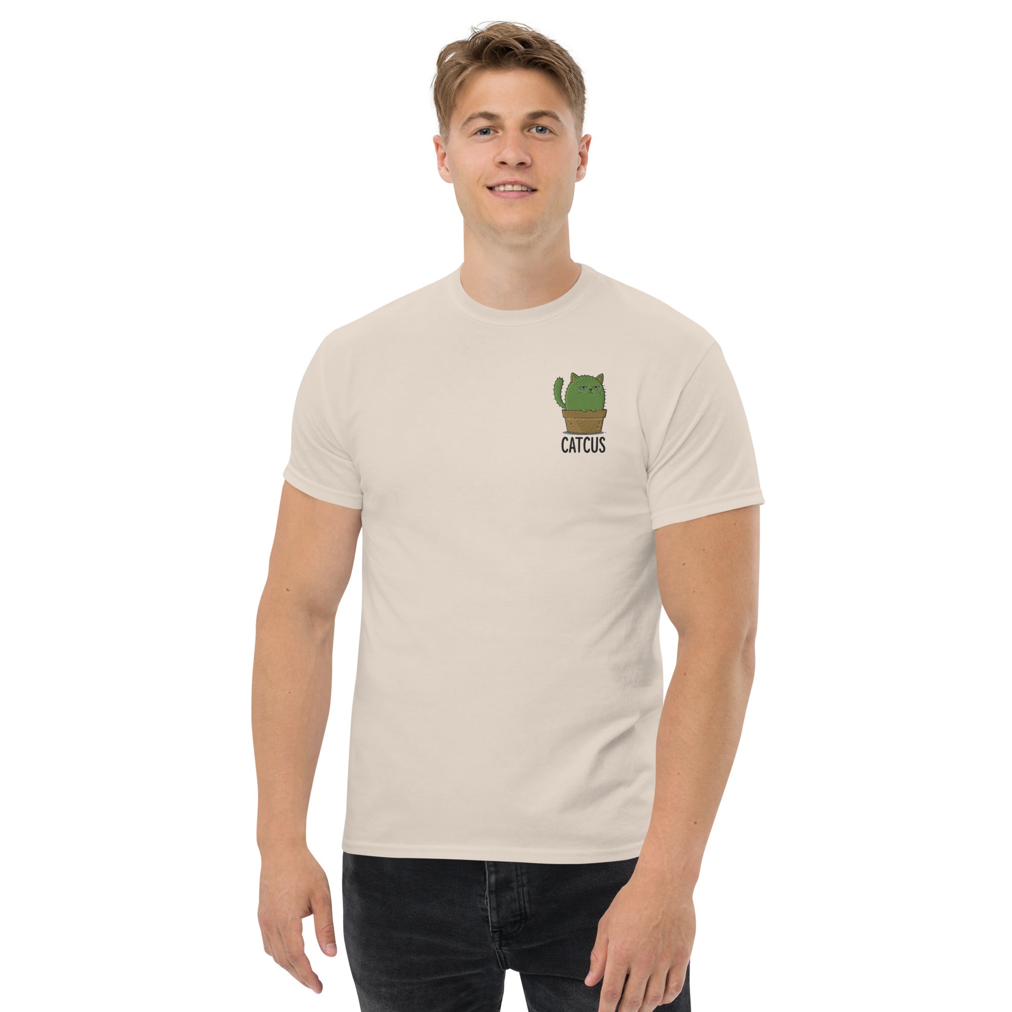 T-Shirt Unisex Ricamata 100% Cotone – Confortevole – Design Catcus-Biiply