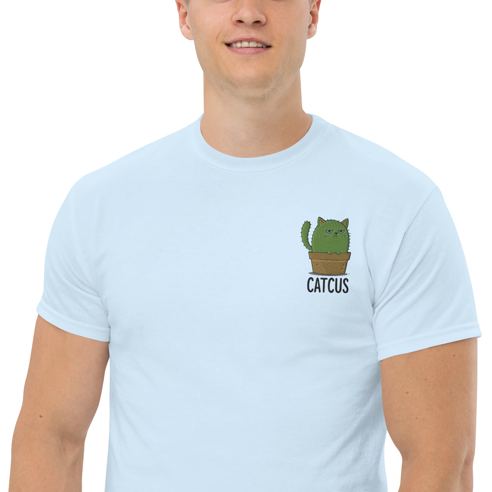 T-Shirt Unisex Ricamata 100% Cotone – Confortevole – Design Catcus-Biiply