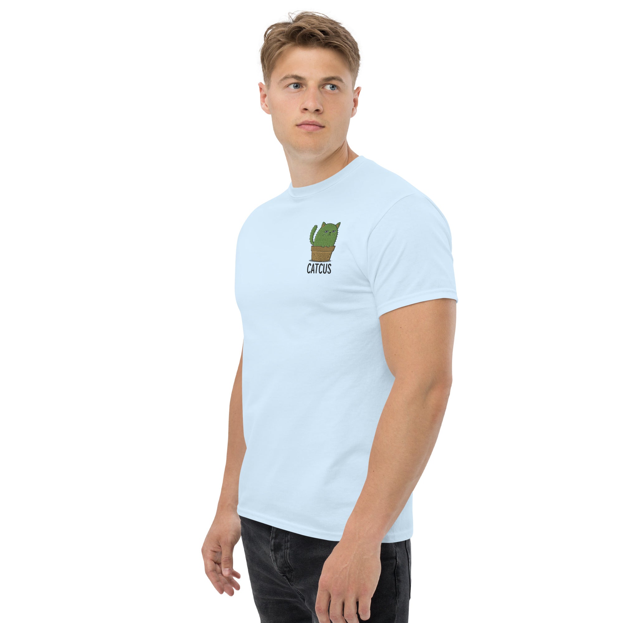 T-Shirt Unisex Ricamata 100% Cotone – Confortevole – Design Catcus-Biiply