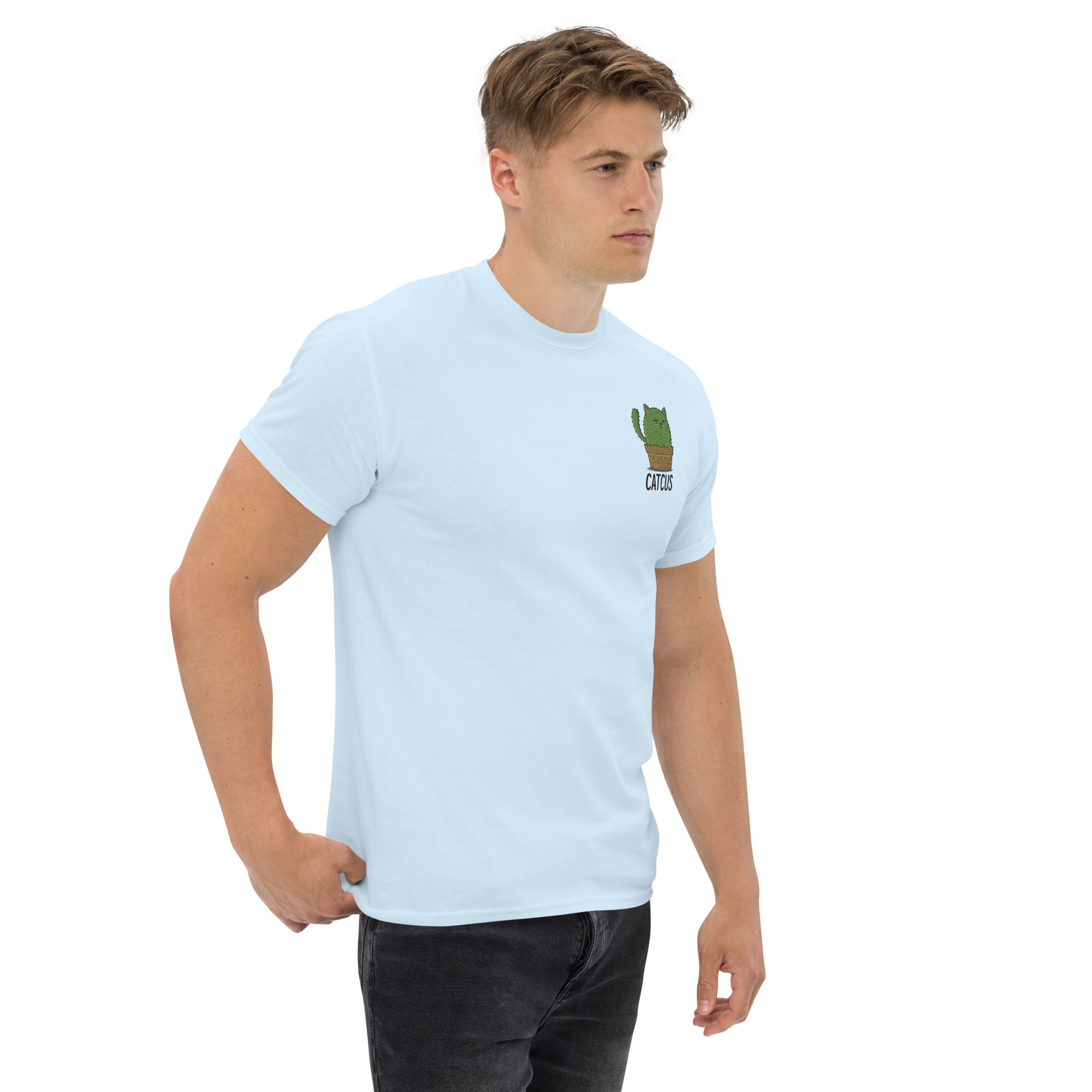 T-Shirt Unisex Ricamata 100% Cotone – Confortevole – Design Catcus-Biiply