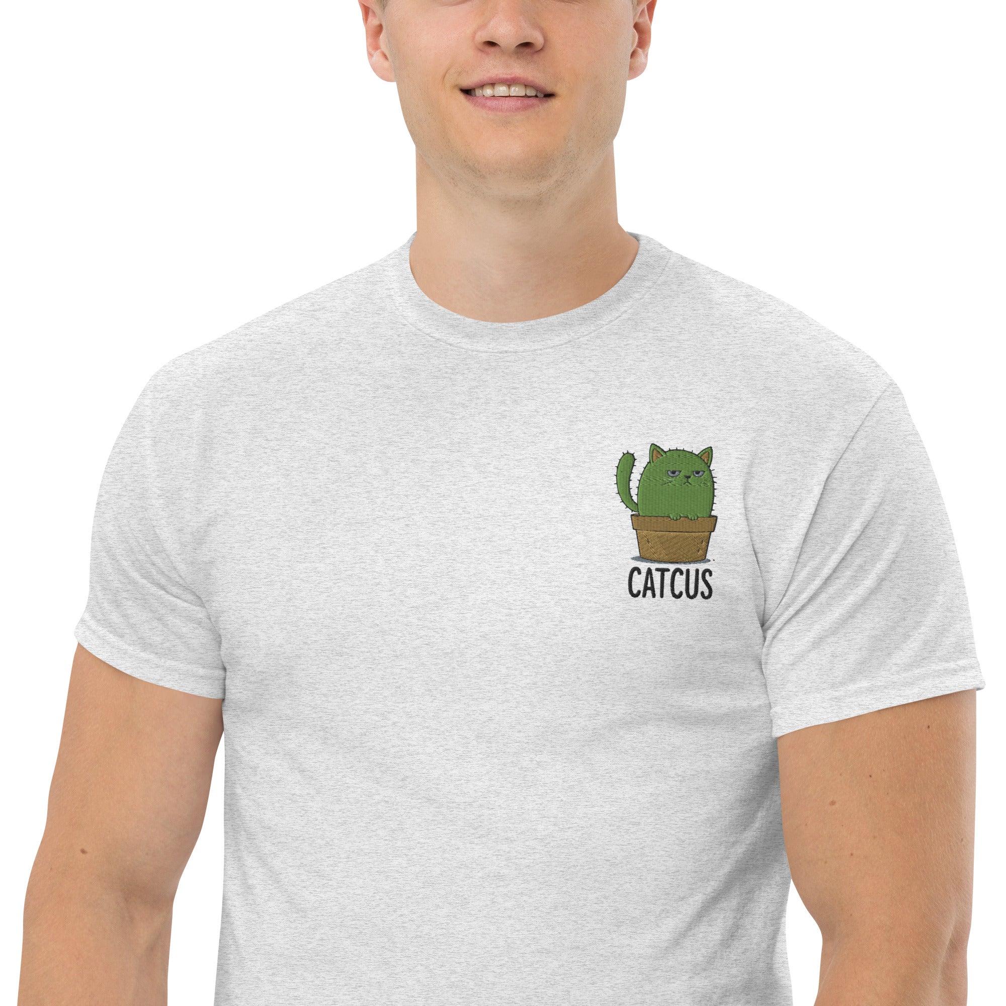 T-Shirt Unisex Ricamata 100% Cotone – Confortevole – Design Catcus-Biiply