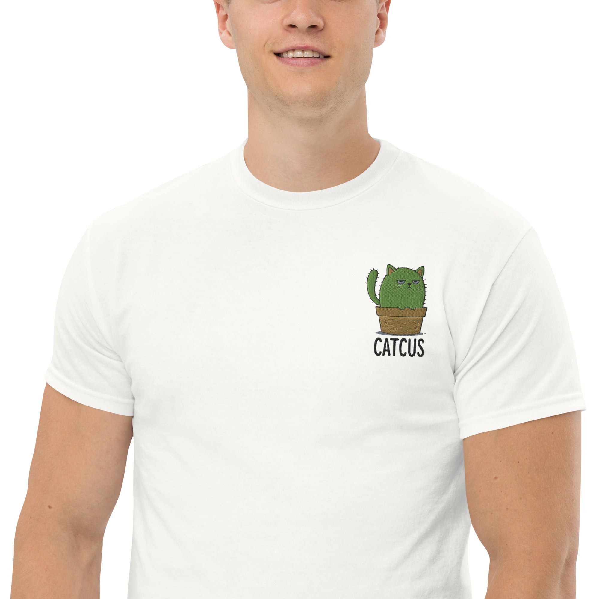 T-Shirt Unisex Ricamata 100% Cotone – Confortevole – Design Catcus-Biiply