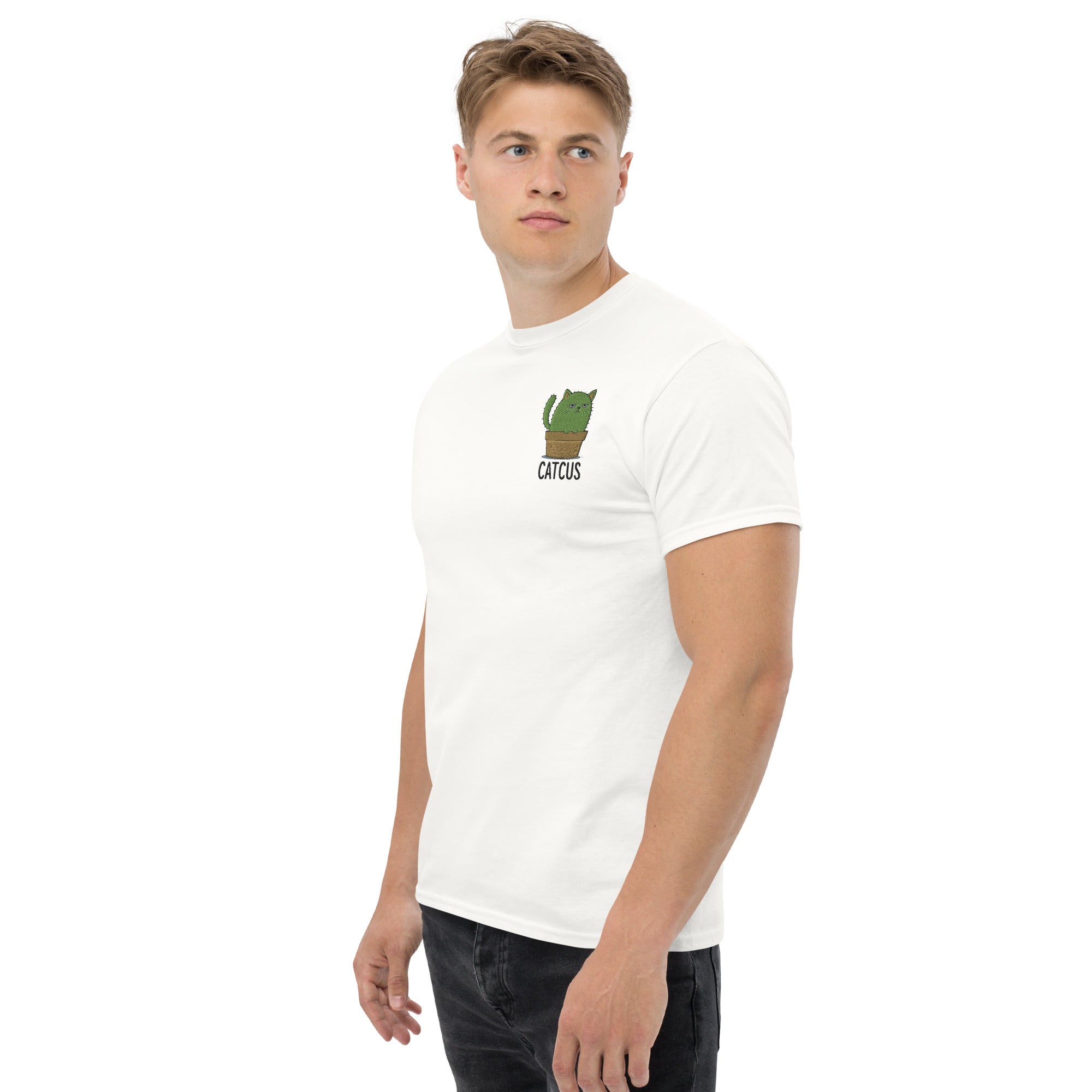 T-Shirt Unisex Ricamata 100% Cotone – Confortevole – Design Catcus-Biiply