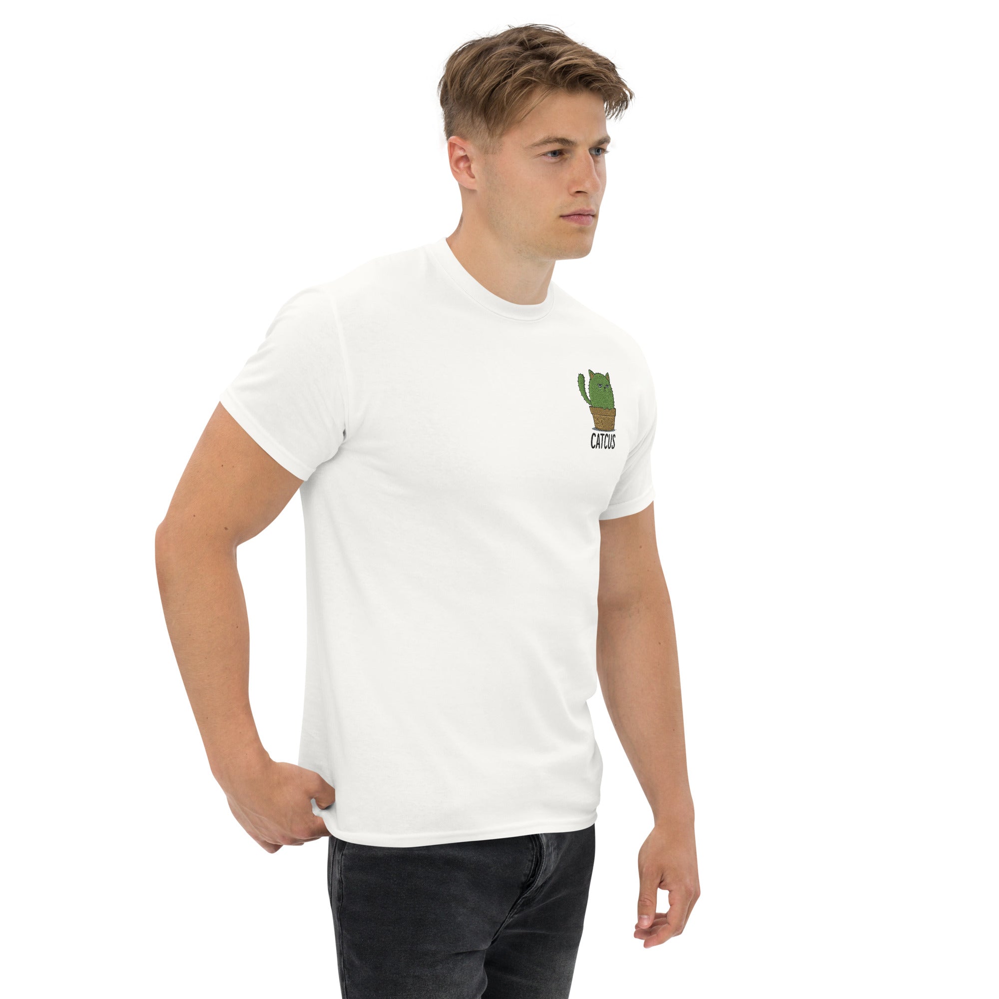 T-Shirt Unisex Ricamata 100% Cotone – Confortevole – Design Catcus-Biiply