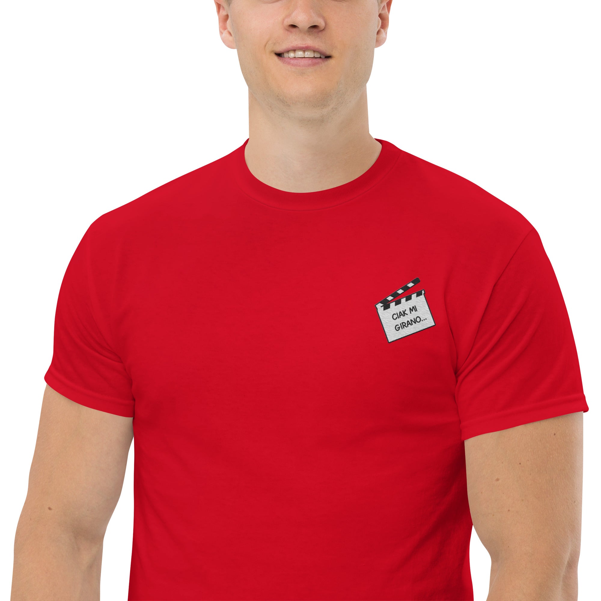 T-Shirt Unisex Ricamata 100% Cotone – Confortevole – Design Ciak mi girano-Biiply