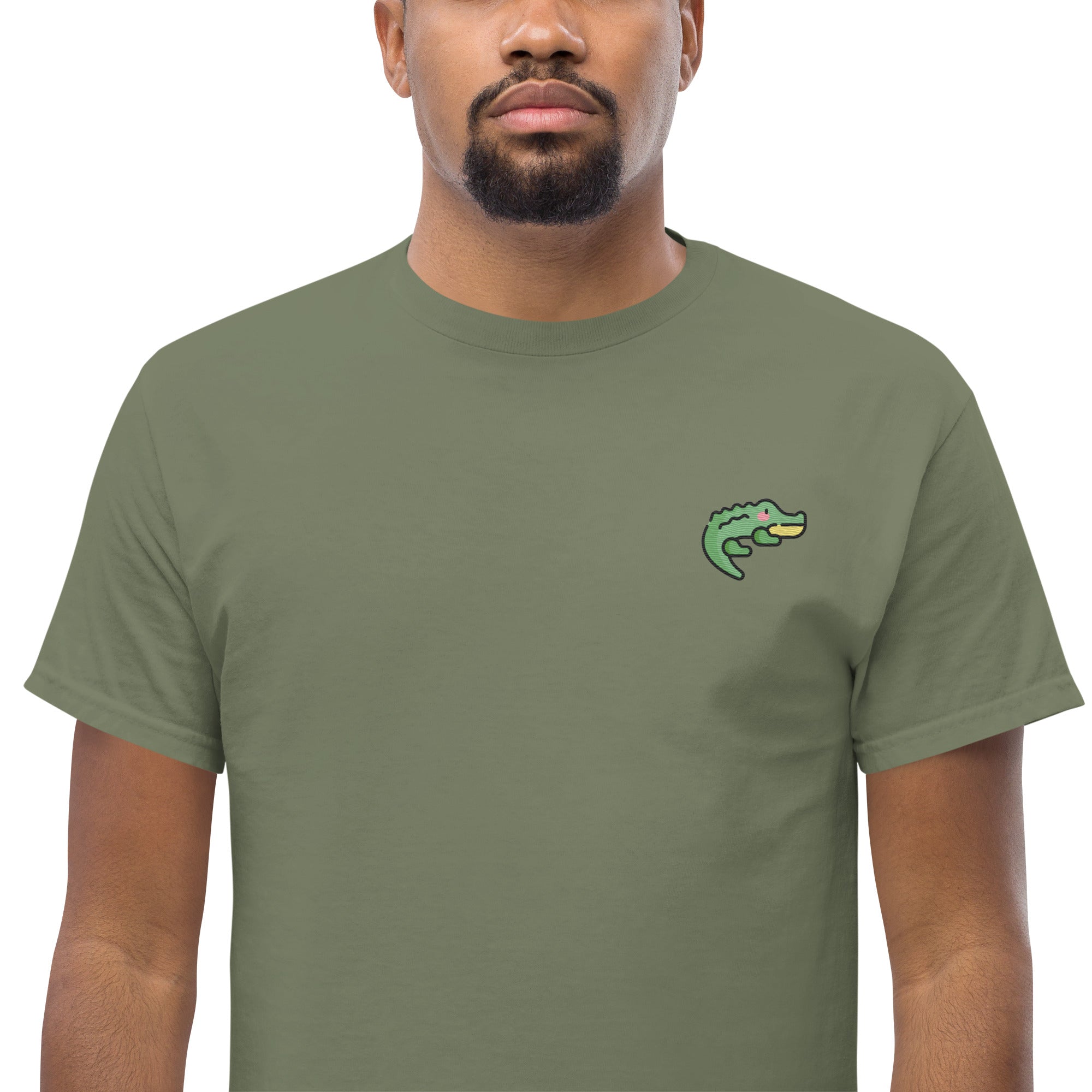 T-Shirt Unisex Ricamata 100% Cotone – Confortevole – Design Coccodrillo-Biiply