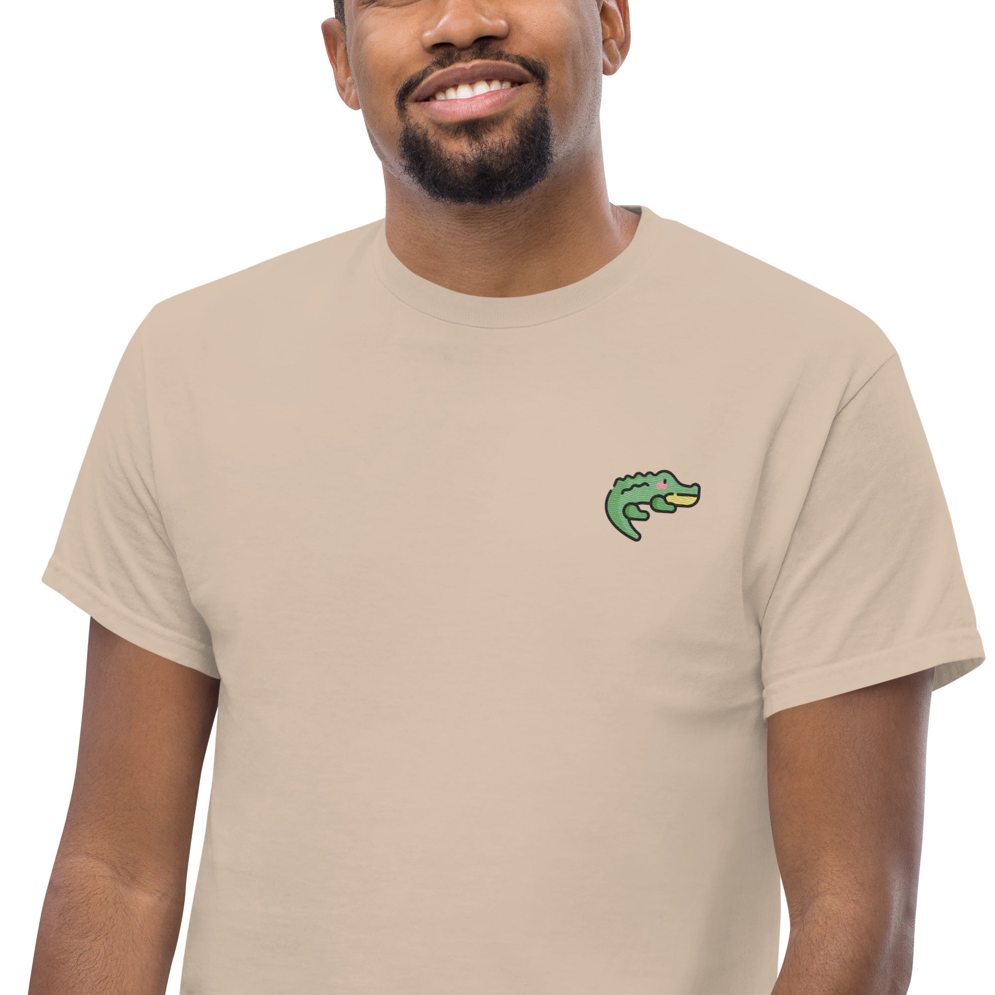 T-Shirt Unisex Ricamata 100% Cotone – Confortevole – Design Coccodrillo-Biiply
