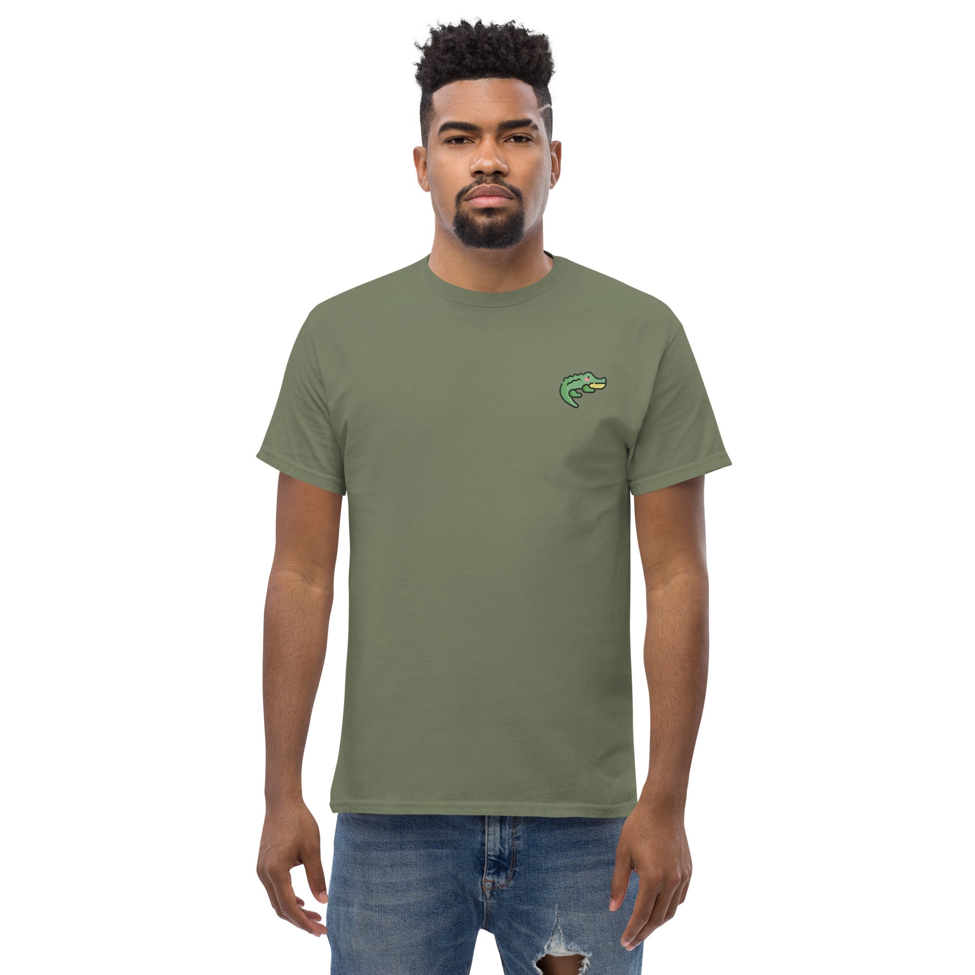 T-Shirt Unisex Ricamata 100% Cotone – Confortevole – Design Coccodrillo-Biiply