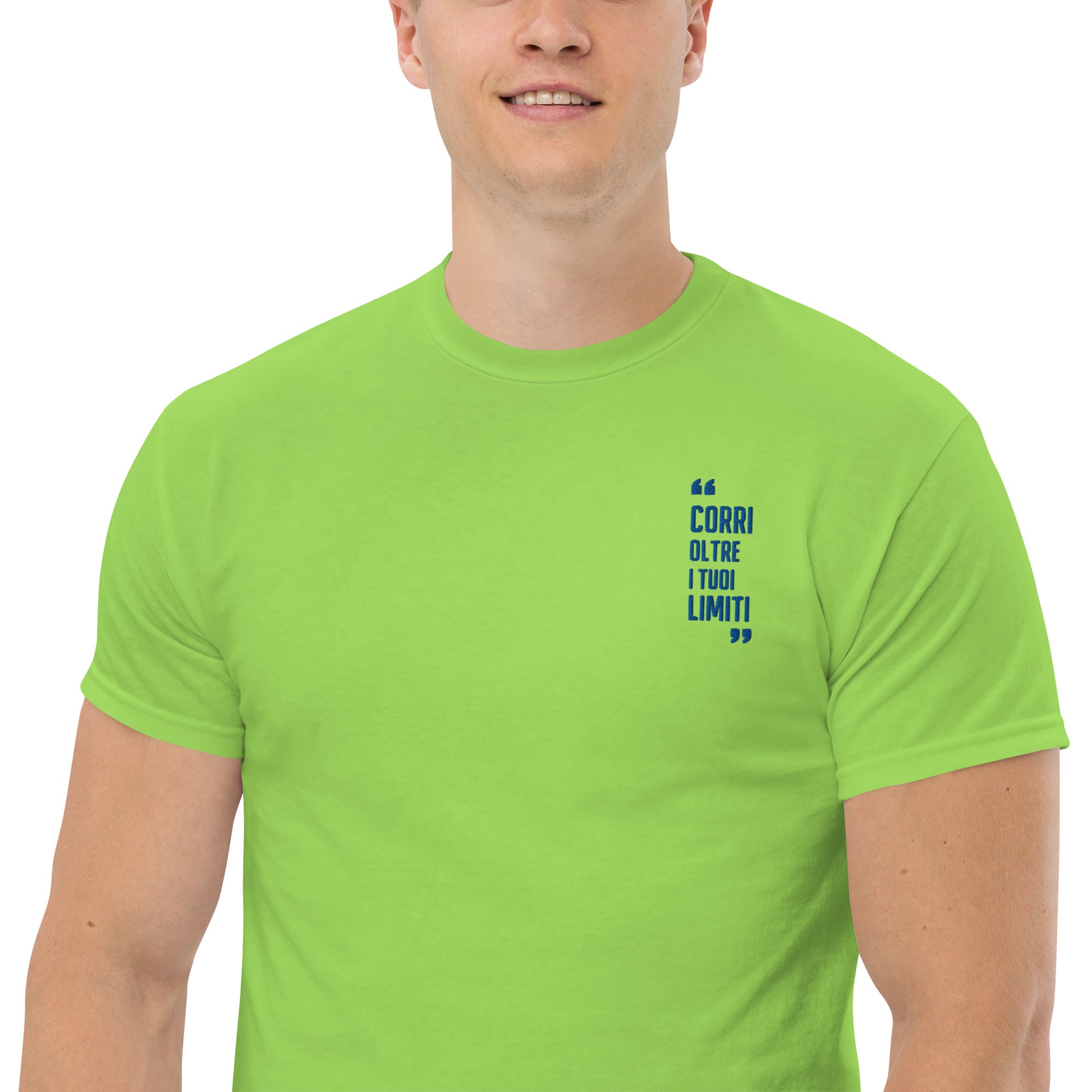 T-Shirt Unisex Ricamata 100% Cotone – Confortevole – Design Corri Oltre-Biiply
