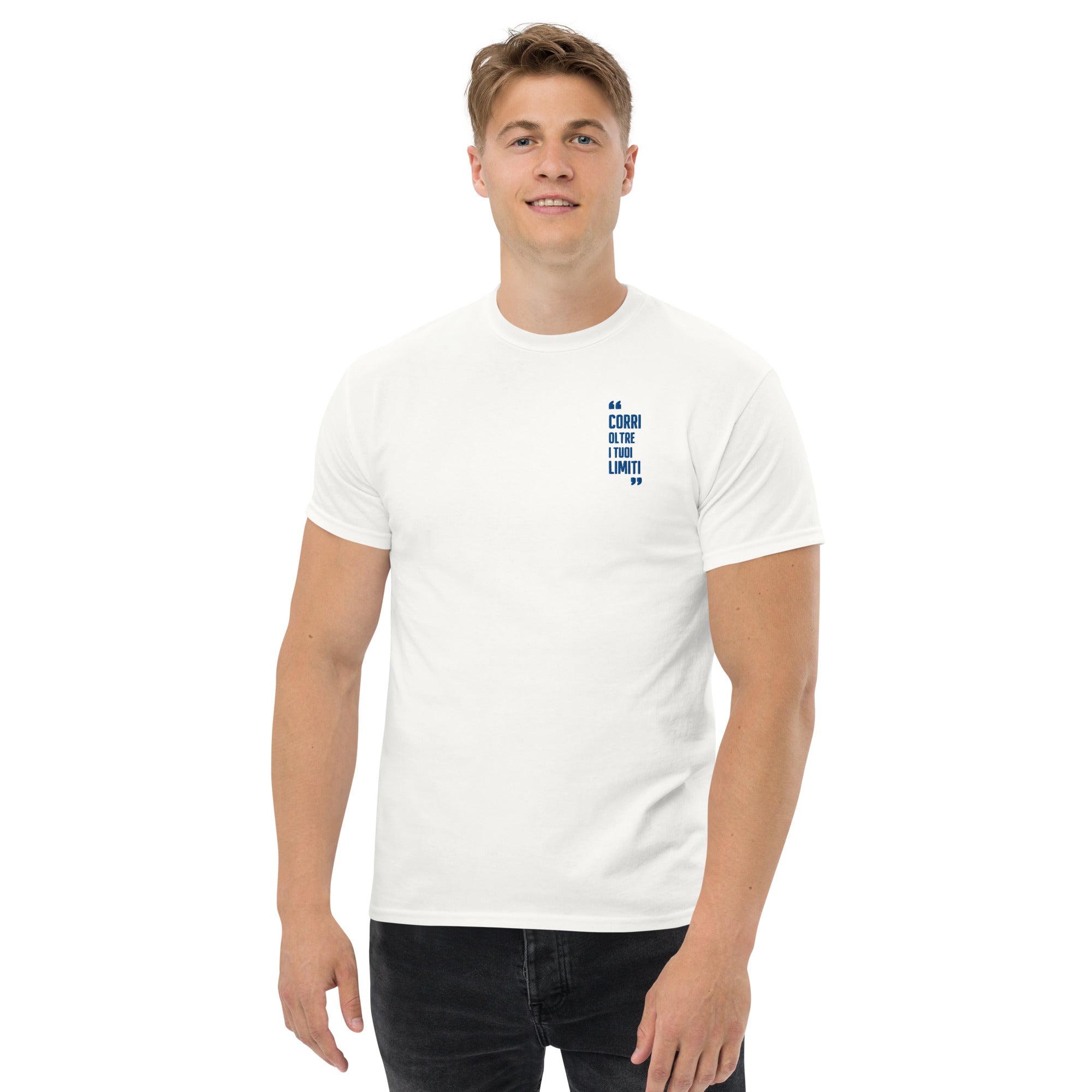T-Shirt Unisex Ricamata 100% Cotone – Confortevole – Design Corri Oltre-Biiply
