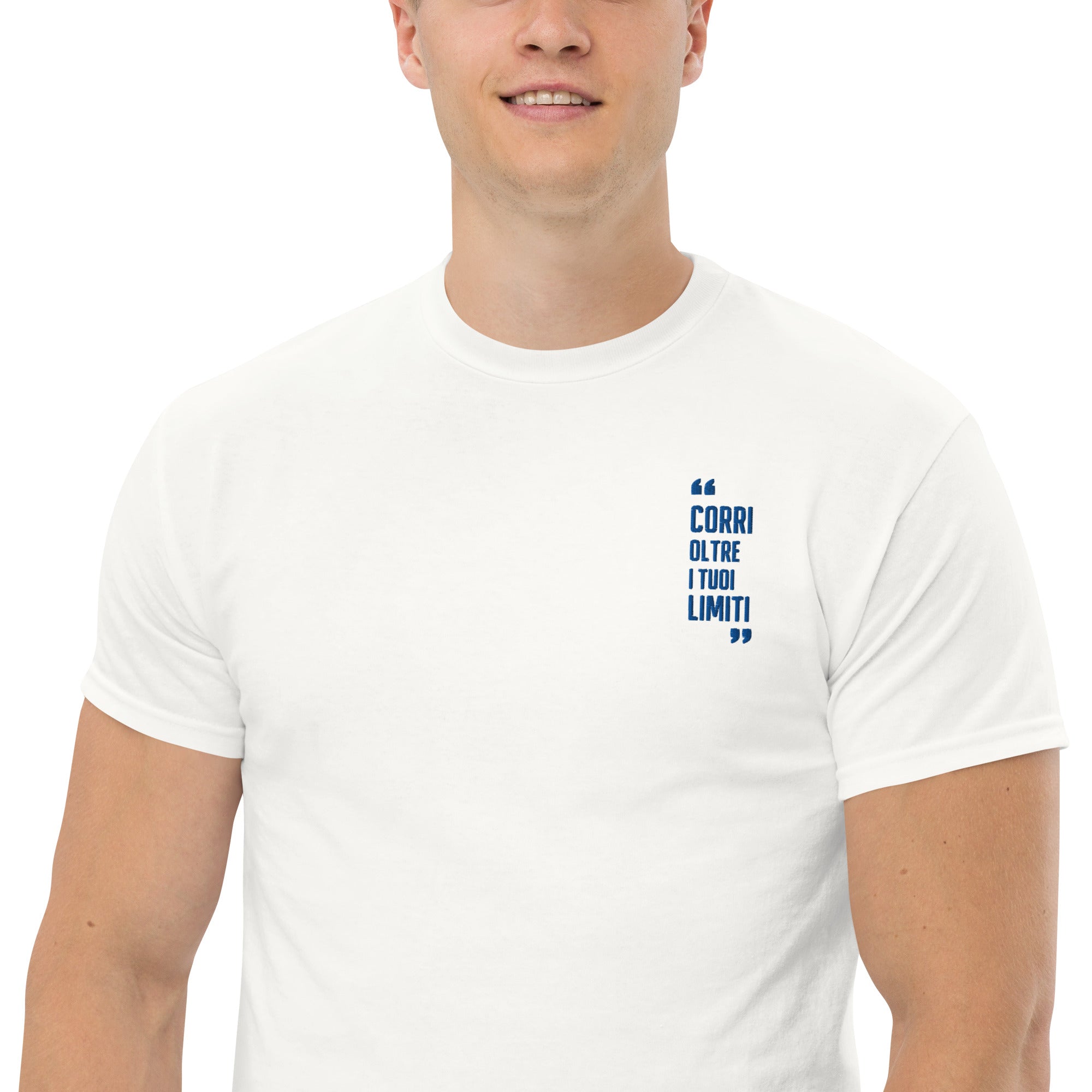 T-Shirt Unisex Ricamata 100% Cotone – Confortevole – Design Corri Oltre-Biiply