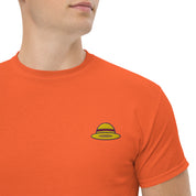 T-Shirt Unisex Ricamata 100% Cotone – Confortevole – Design Design Cappello di Paglia-Biiply