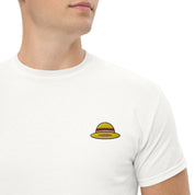 T-Shirt Unisex Ricamata 100% Cotone – Confortevole – Design Design Cappello di Paglia-Biiply