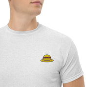 T-Shirt Unisex Ricamata 100% Cotone – Confortevole – Design Design Cappello di Paglia-Biiply